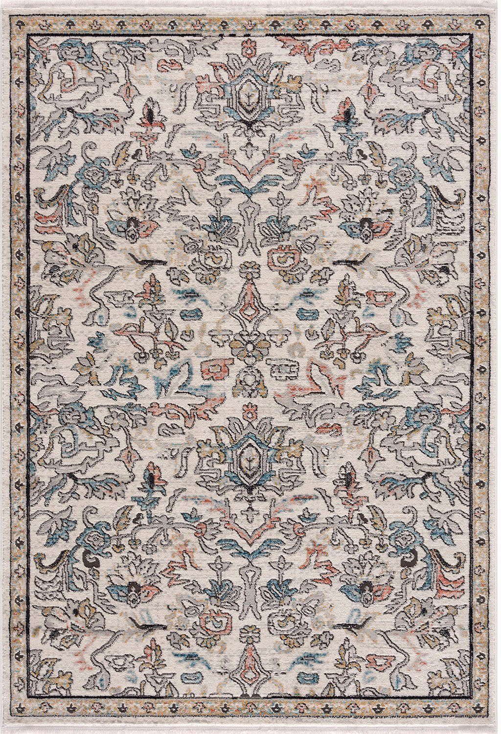 Teppich Novel 8606, Carpet City, rechteckig, Höhe: 11 mm, Vintage-Teppich  mit Fransen, Used-Look, Multicolor