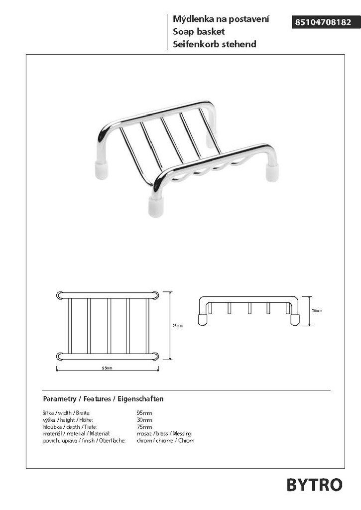 BRILLANTBAD® Seifenhalter BYTRO Seifenkorb Messing Chrom poliert für Bad & WC >> Freistehend, Breite: 9.5 cm – Bild 2 von 2