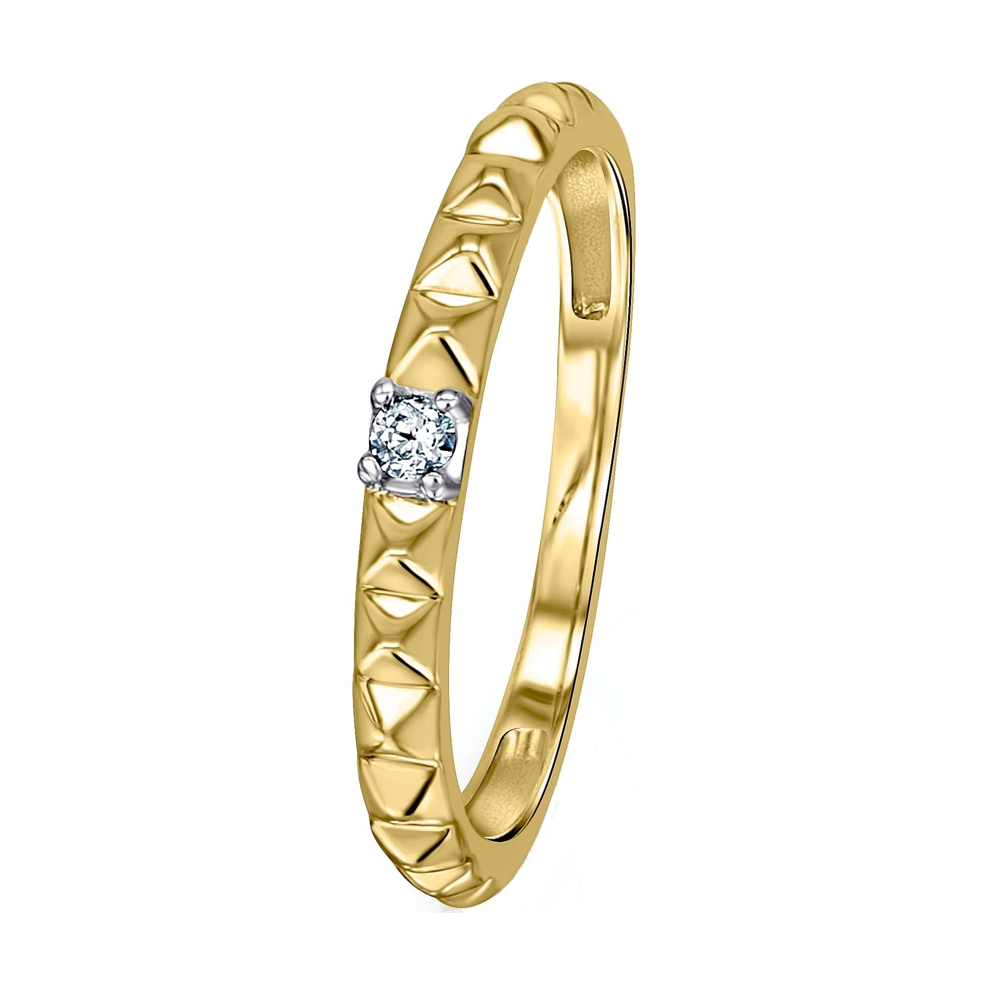 ONE ELEMENT Diamantring 0,04 ct Diamant Brillant Ring aus 585 Gelbgold, Damen Gold Schmuck