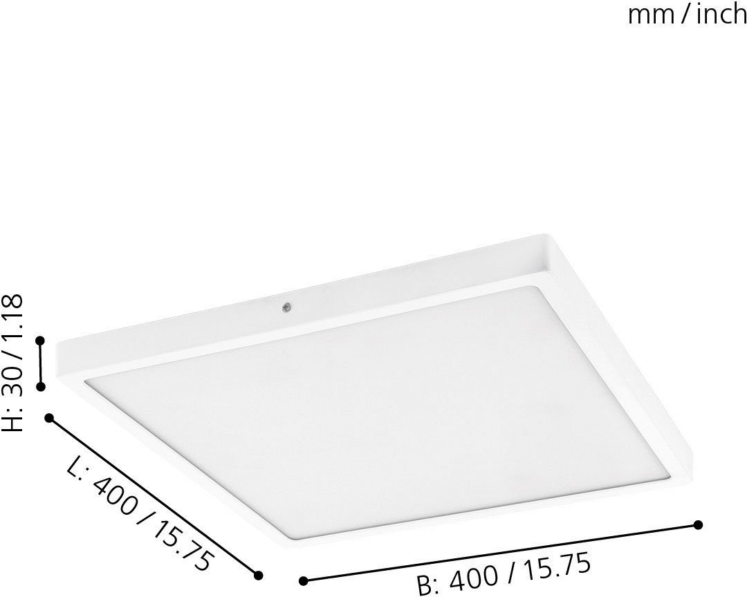 EGLO Aufbauleuchte 3 FUEVA integriert, hoch 1, Design, Warmweiß, nur LED cm schlankes fest