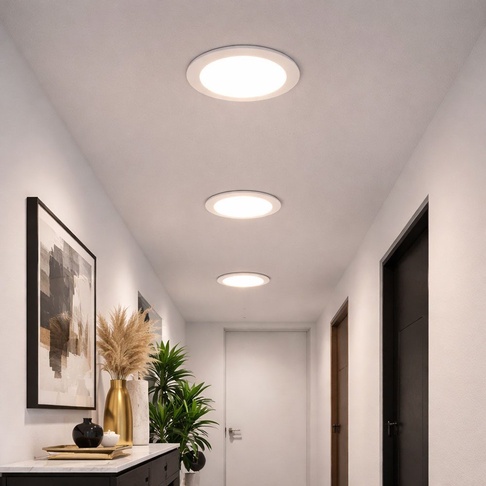 Paulmann LED Einbaustrahler, LED-Leuchtmittel fest verbaut, Warmweiß, 3er LED Set Einbau Alu Strahler rund Gästezimmer Spot Lampen 1-flg