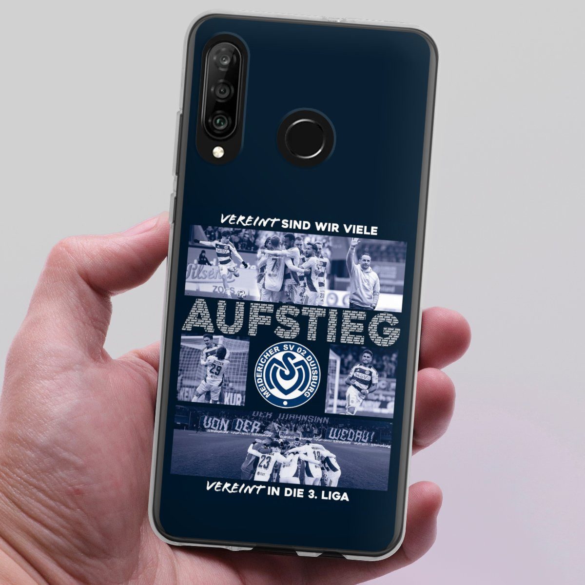 DeinDesign Handyhülle MSV Duisburg Aufstieg Offizielles Lizenzprodukt, Huawei P30 Lite Premium Silikon Hülle Bumper Case Handy Schutzhülle
