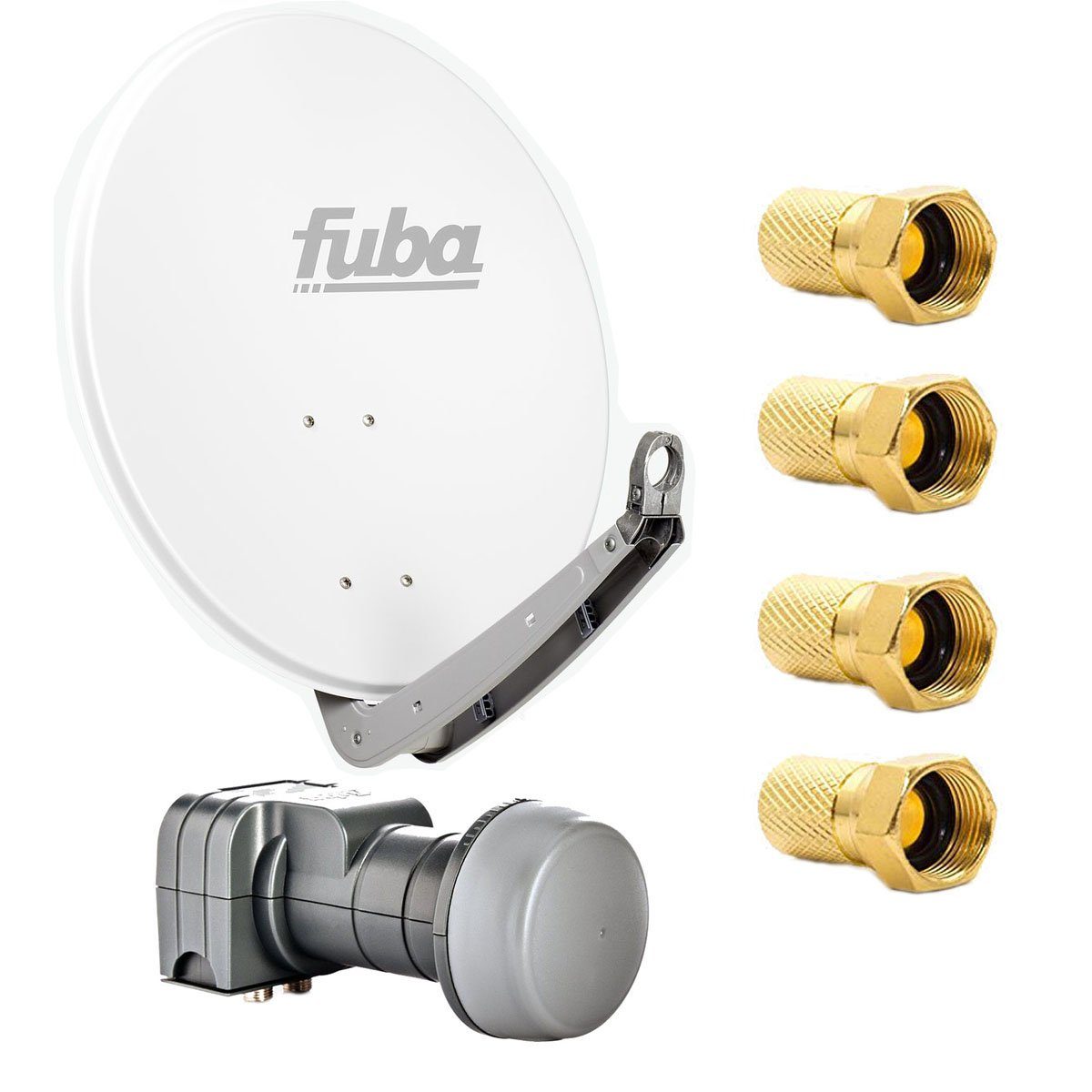 fuba DAA 650 W Sat Antenne Alu Weiß DEK 217 Twin-LNB HDTV 4K 8x F-Stecker SAT-Antenne