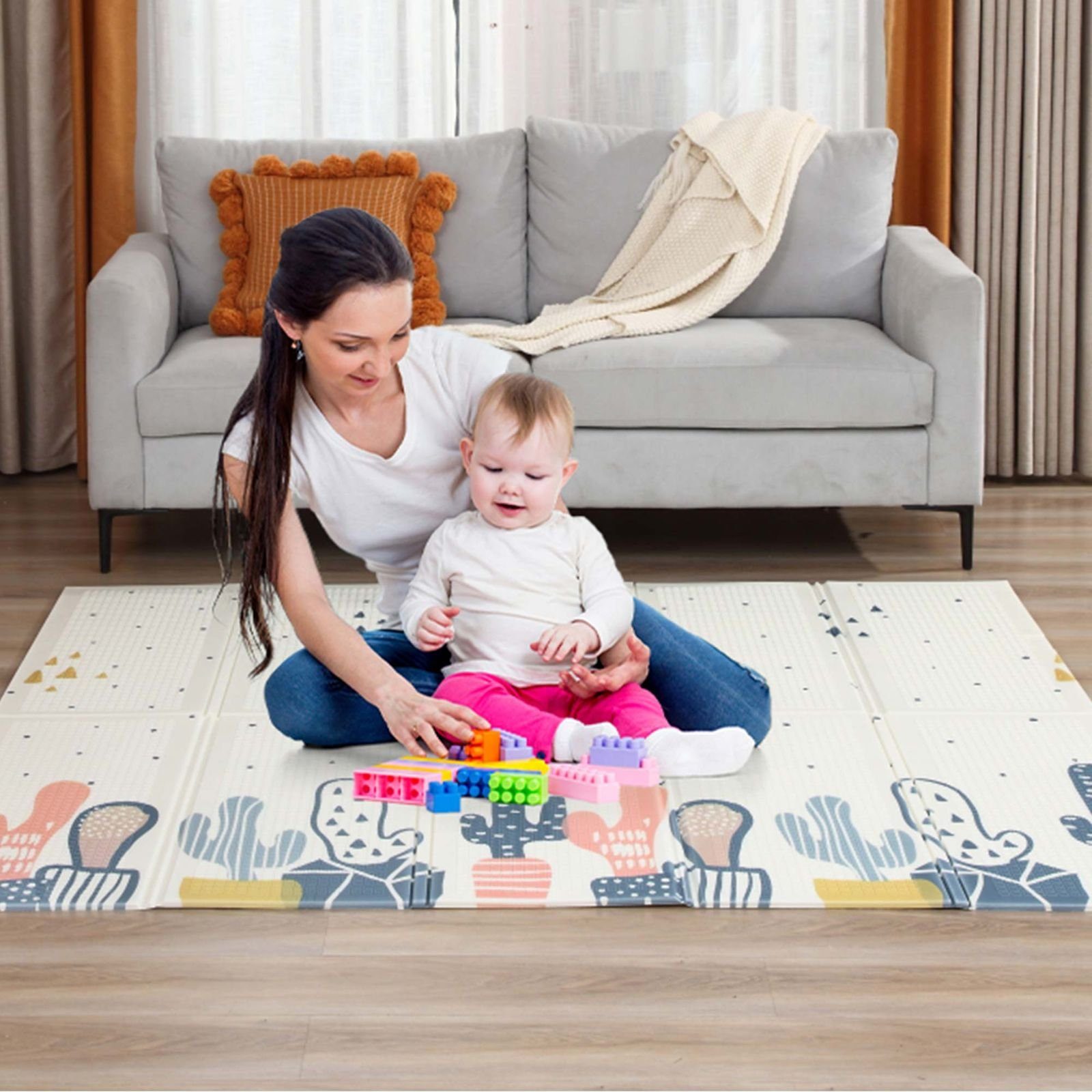 Baby Vivo Spielmatte Spielteppich für Kinder doppelseitig mit Straße 200 x günstig online kaufen