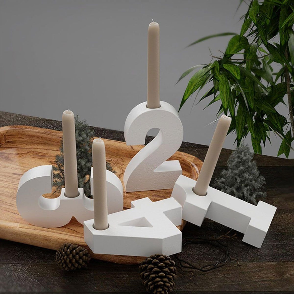 Kerzenständer Modellierwerkzeug Silikonform, Gießform Zahlen Jormftte Kerzenhalter