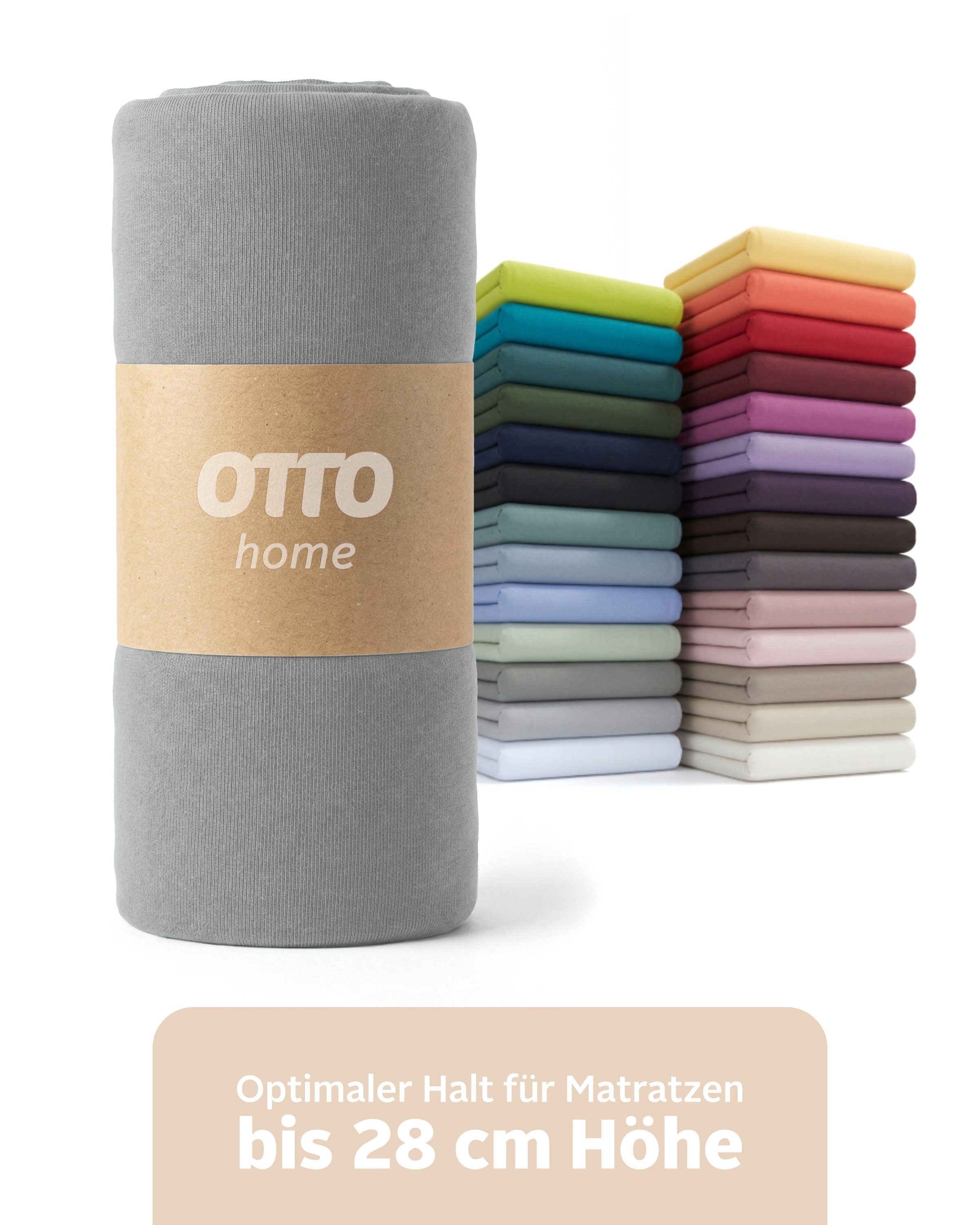 OTTO home Spannbettlaken BLACKBERRY in PREMIUM und BASIC Qualität, 100% Baumwolle, Jersey (110 g/m), Gummizug: rundum, (1 Stück), für hohe Matratzen bis 28 cm, Bettlaken, Spannbetttuch, Boxspring