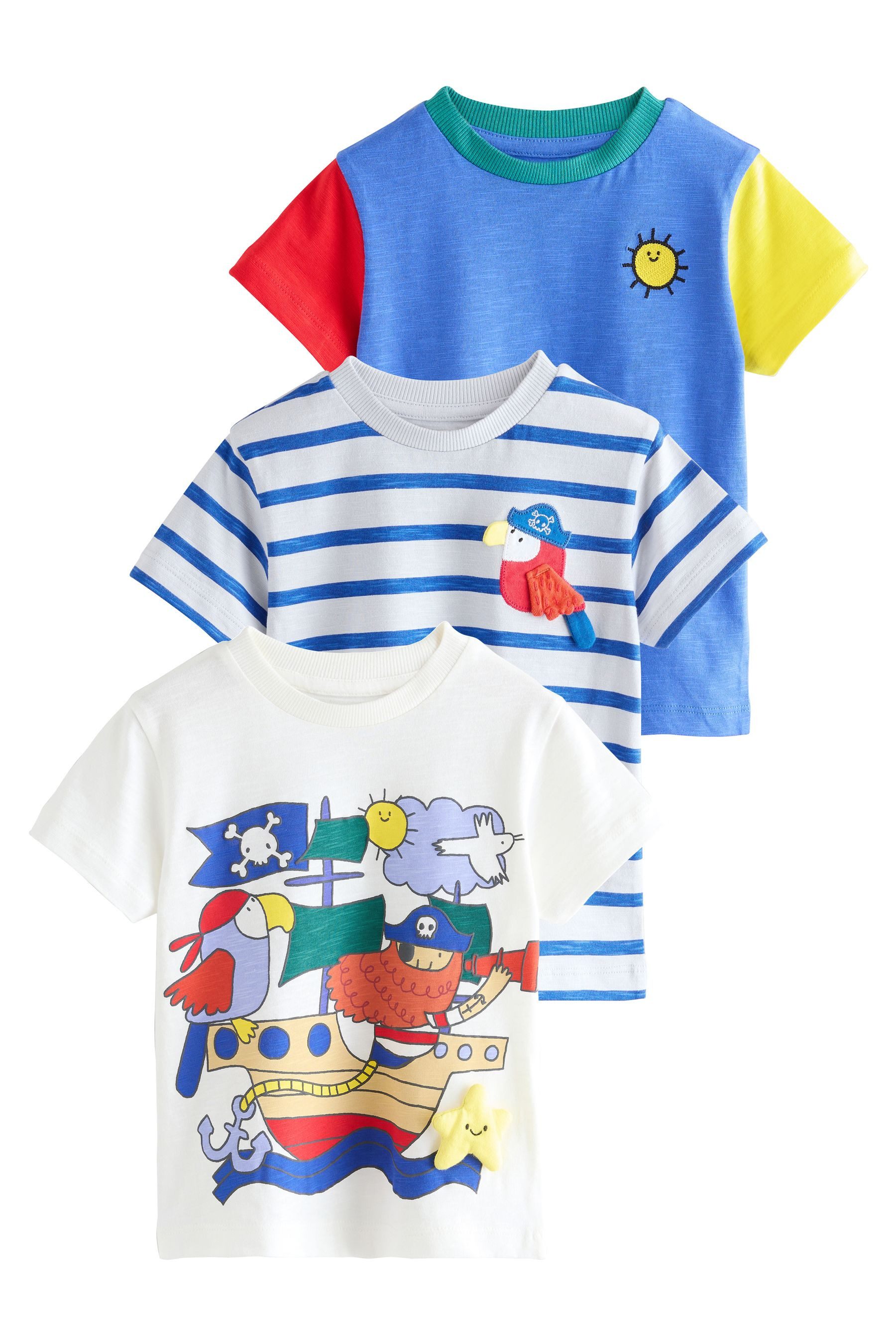 Next T-Shirt T-Shirts mit Applikation, 3er-Pack (3-tlg)