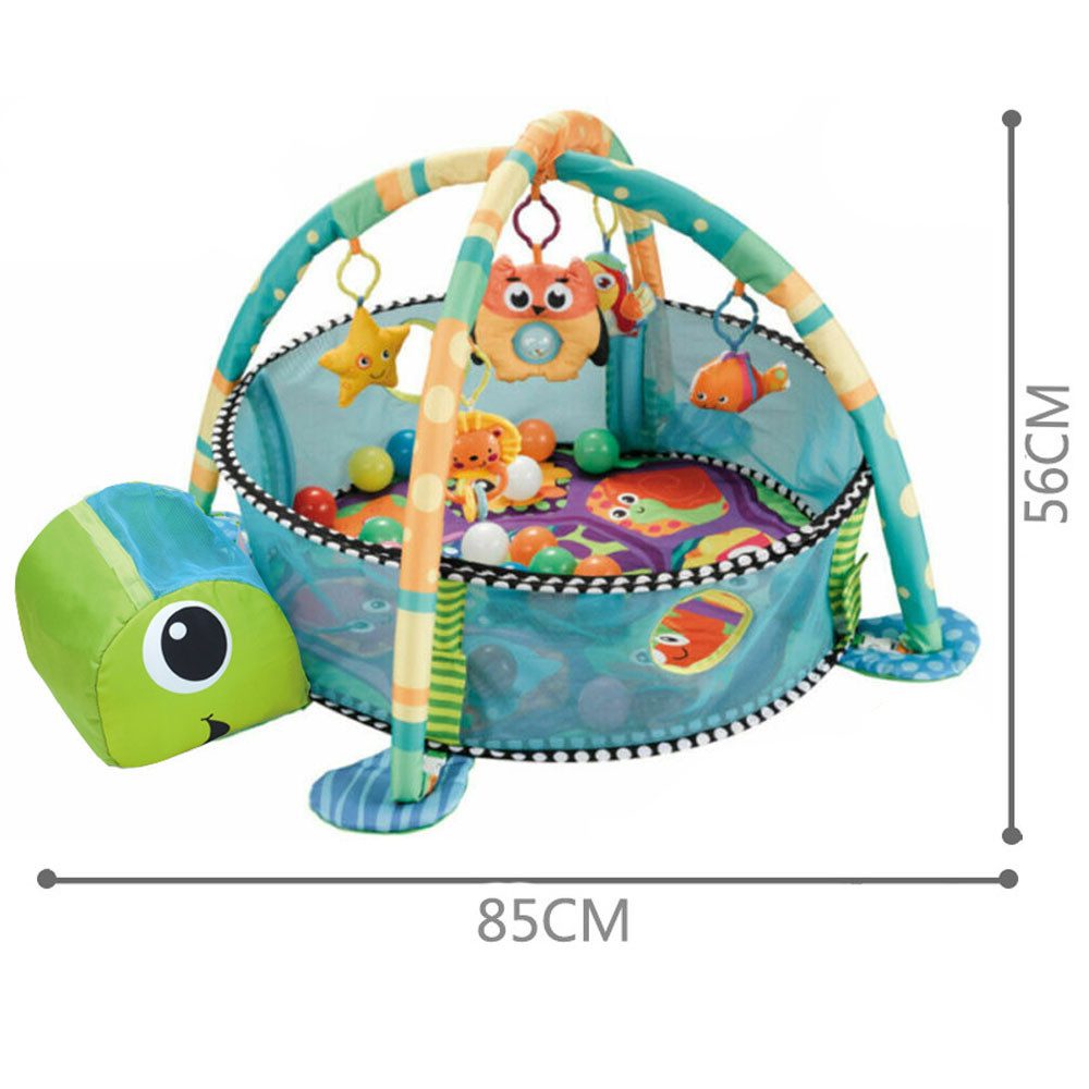 Krabbeldecke 3 in 1 Schildkröte Erlebnisdecke mit Spielbögen Bällebad, OUNUO – Bild 5 von 5