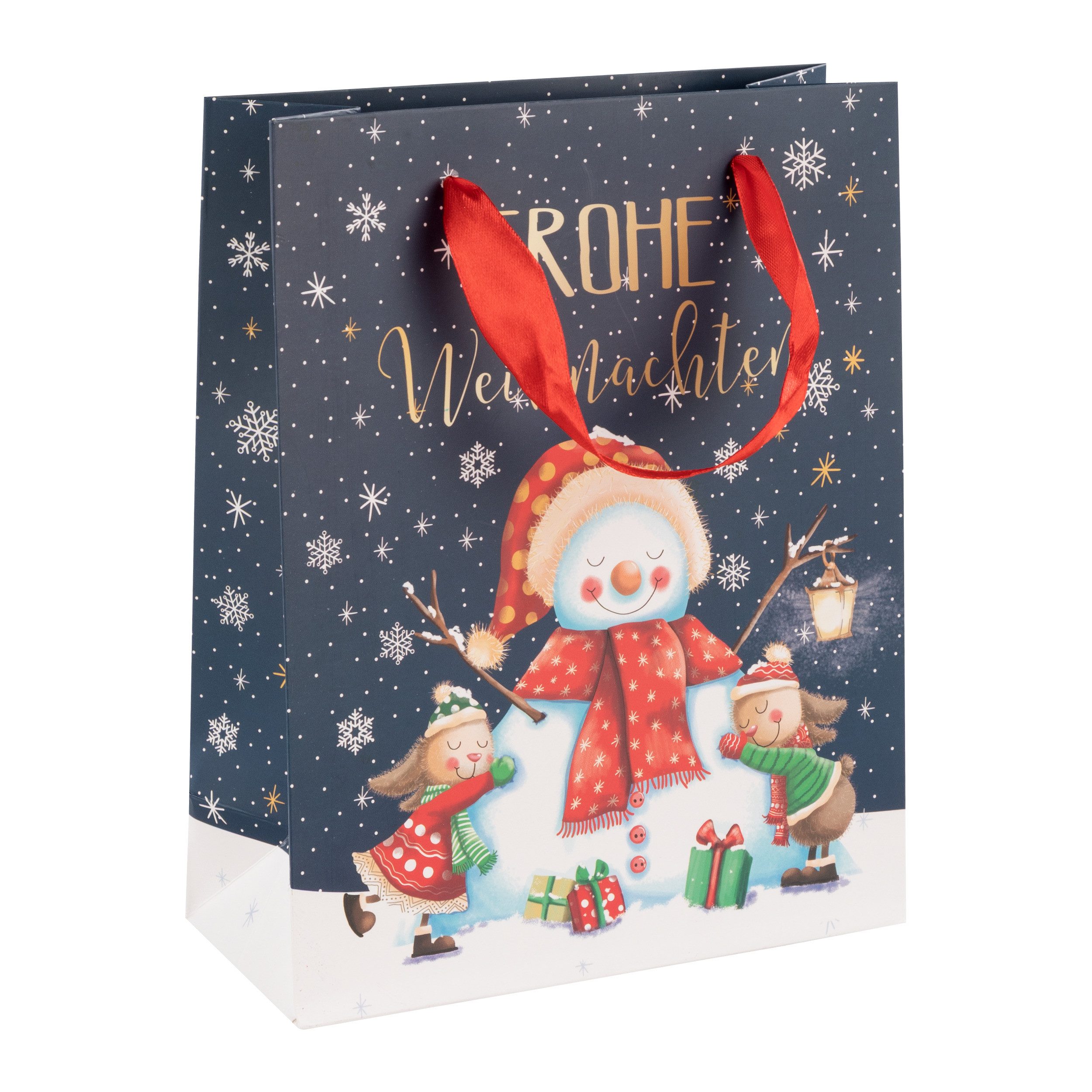 Idena Tragetasche Idena Geschenktasche Weihnachten Schneemann 18x23x8cm 210g/m²