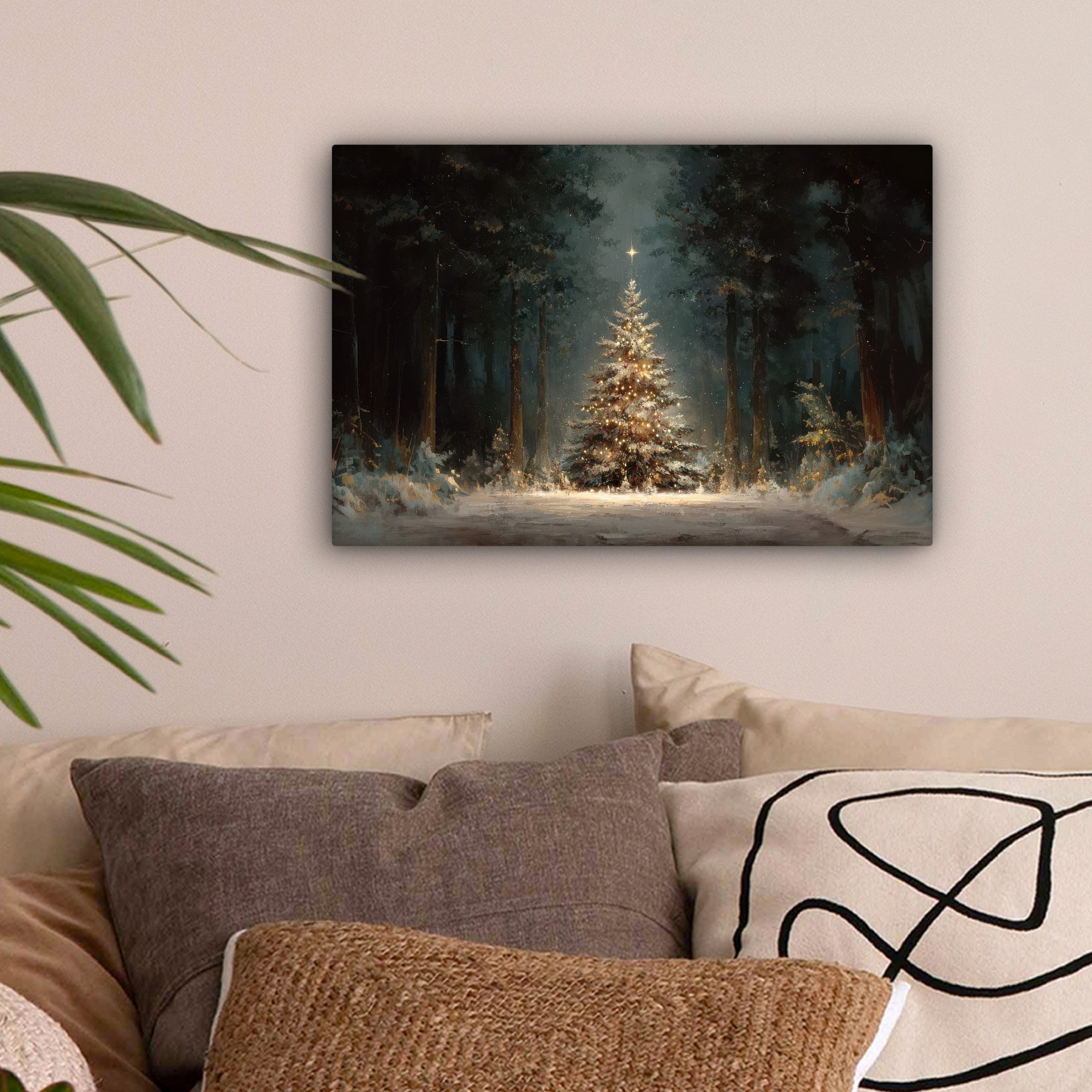 OneMillionCanvasses® Leinwandbild Weihnachtsbaum - Wald - Schnee - mehrfarb günstig online kaufen