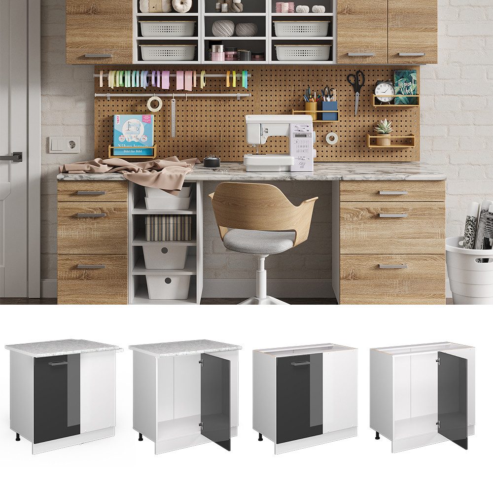 Vicco Schranksystem R-Line, Anthrazit Hochglanz/Weiß, 86 günstig online kaufen