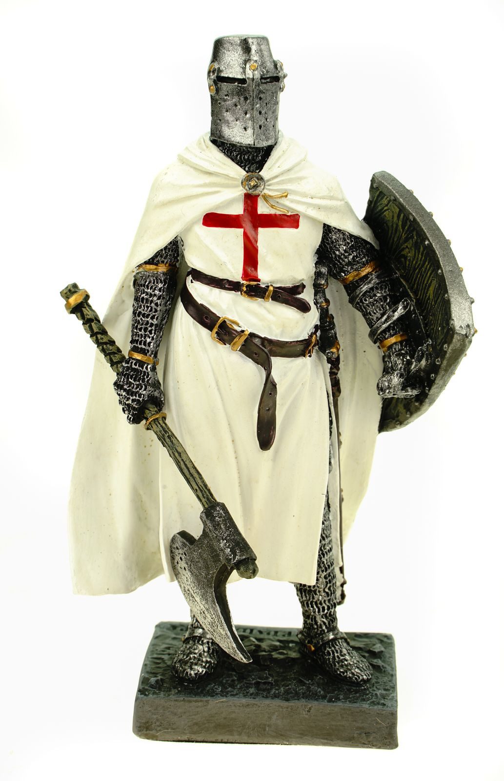 Vogler Dekofigur Deutscher Tempelritter mit Axt + Schild 18 cm Figur Templerkreuz