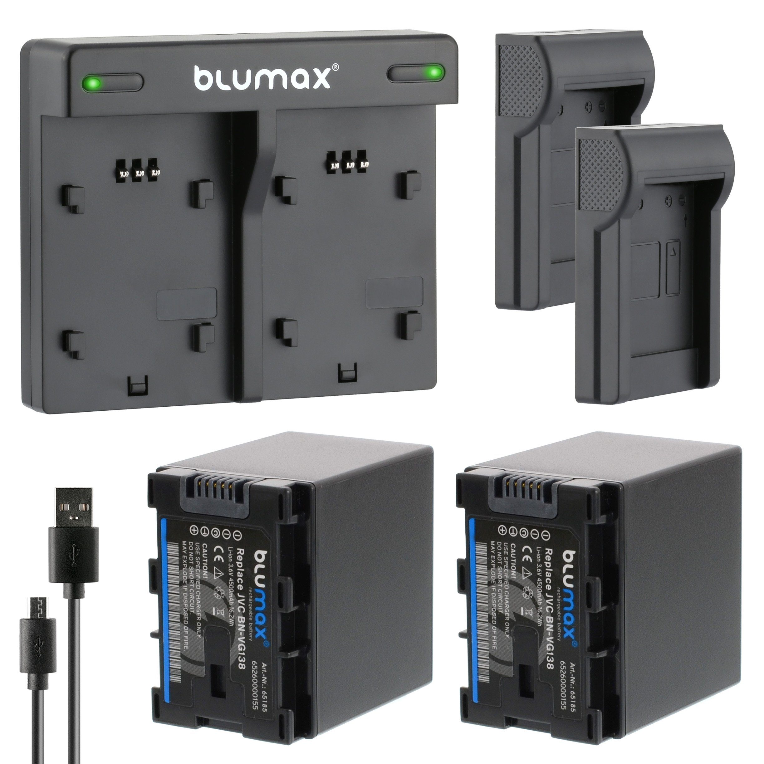 Blumax Set mit Lader -VG138AC Kamera-Akku für JVC mAh 4500 BN-VG138