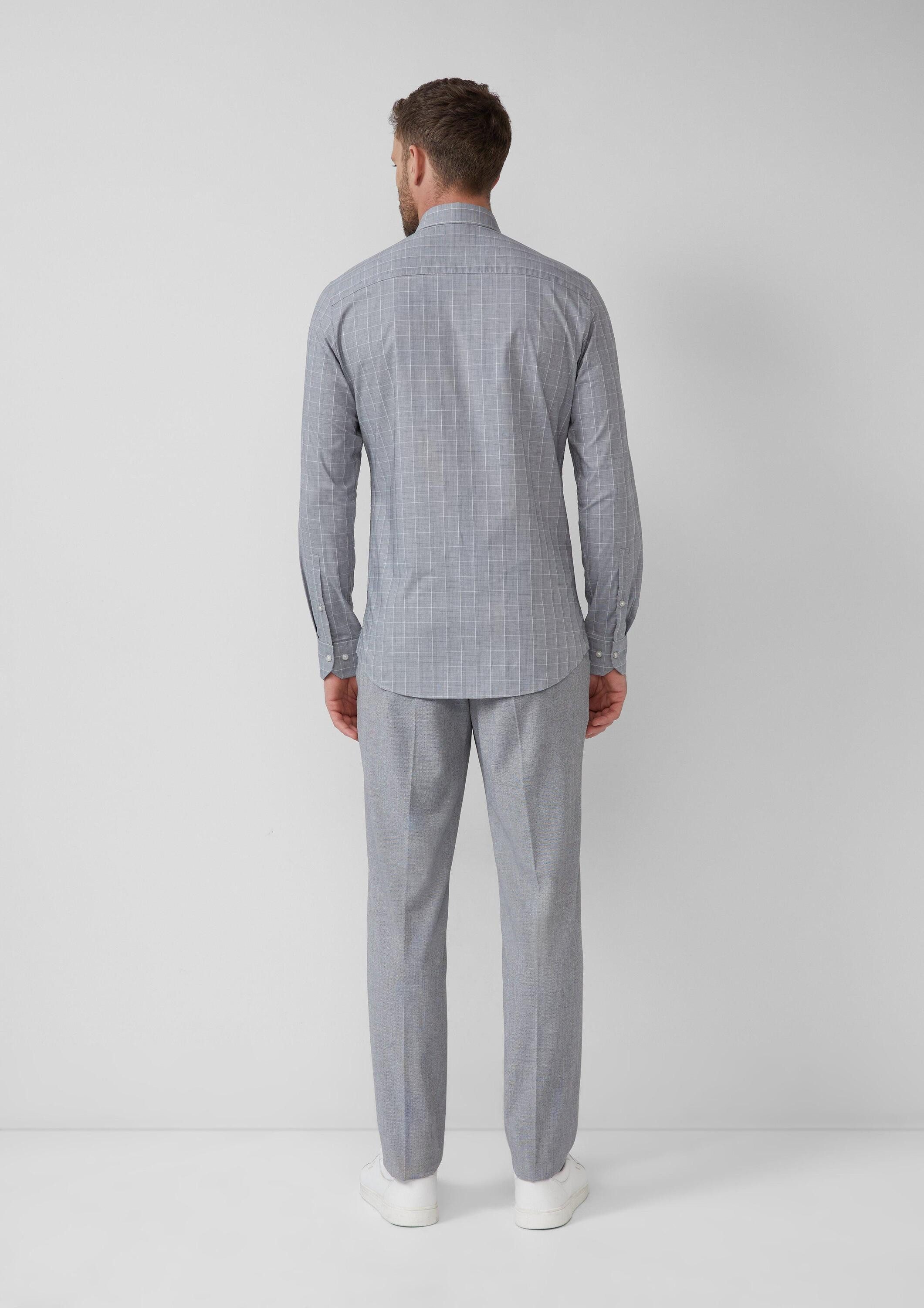 s.Oliver Langarmhemd Hemd Tailored Fit: Fein kariertes Langarmhemd aus Baumwollstretch