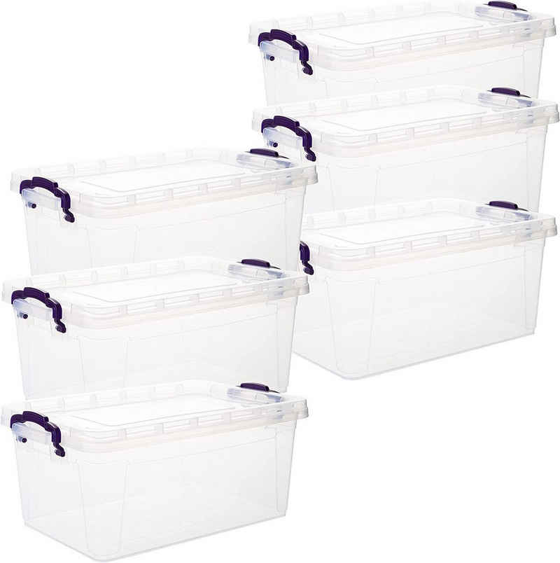Centi Stapelbox Aufbewahrungsbox mit Deckel, Plastikbox mit Deckel, Frischhaltedosen (Set, 6 St., 3l L ca. 25,5 cm, B ca. 16,5 cm, H ca. 10,5 cm), Transparent Kisten Aufbewahrung mit Deckel