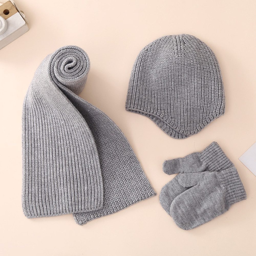 Coonoor Filzhut Kinder Wintermütze Schal Handschuhe Set Warme Winter Bekleidung für Mädchen Jungen 2-6 Jahre