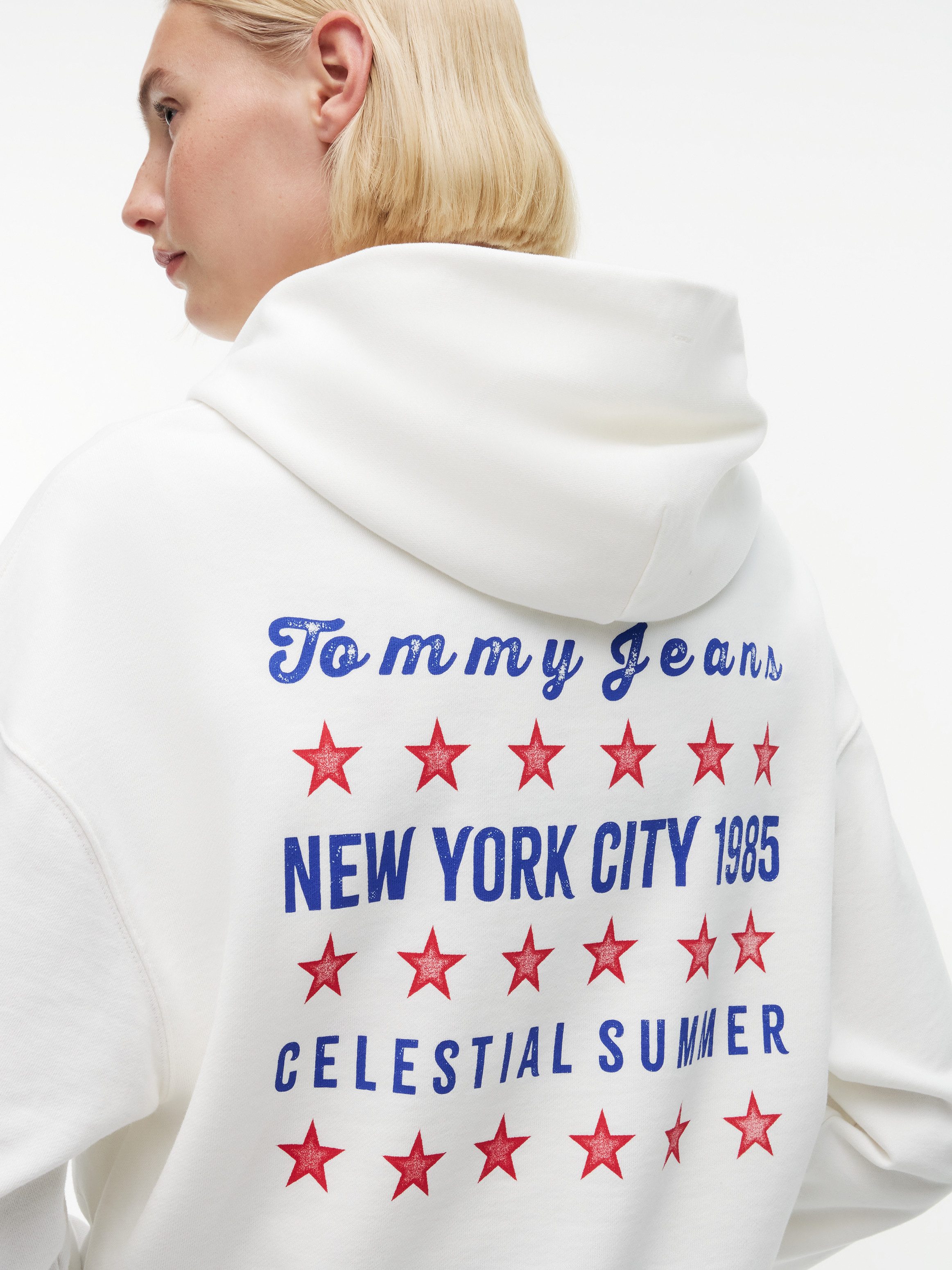 Tommy Jeans Kapuzensweatshirt TJW BXY STAR NOVELTY HWK Baumwolle, Kängurutasche, Kapuze