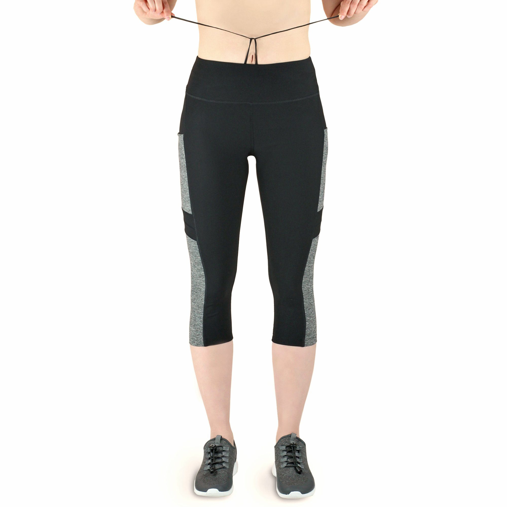 VS Variosports 3/4-Leggings Damen 3/4 Capri Leggings mit Seitentasche, hoher Bund & blickdicht Damen 3/4 Sporthose blickdicht, hoher Bund, Quick Dry & 4-Wege-Stretch