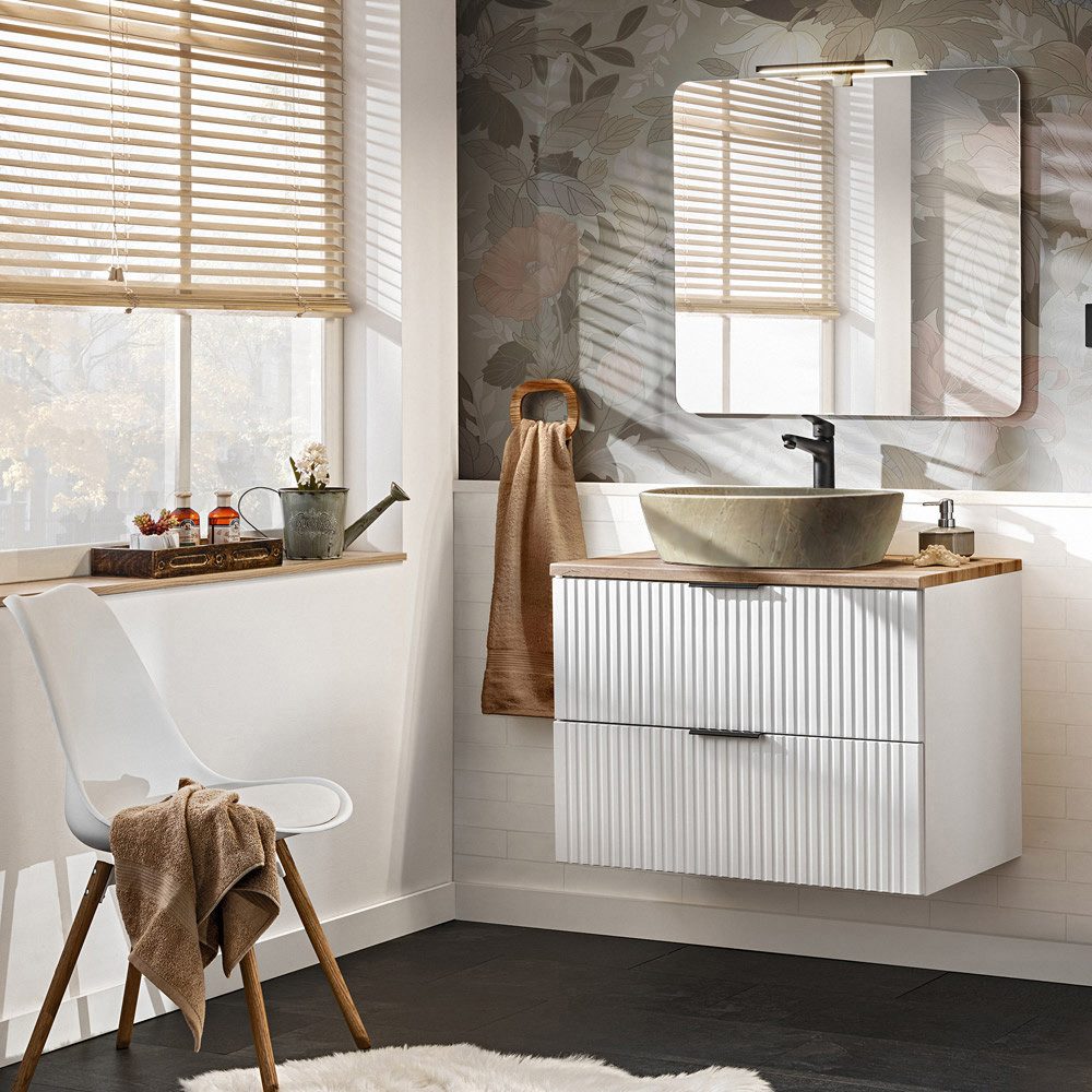 Lomadox Badmöbel-Set ADELAIDE-56-WHITE, (Spar-Set, 2-St), matt weiß LED-Spi günstig online kaufen