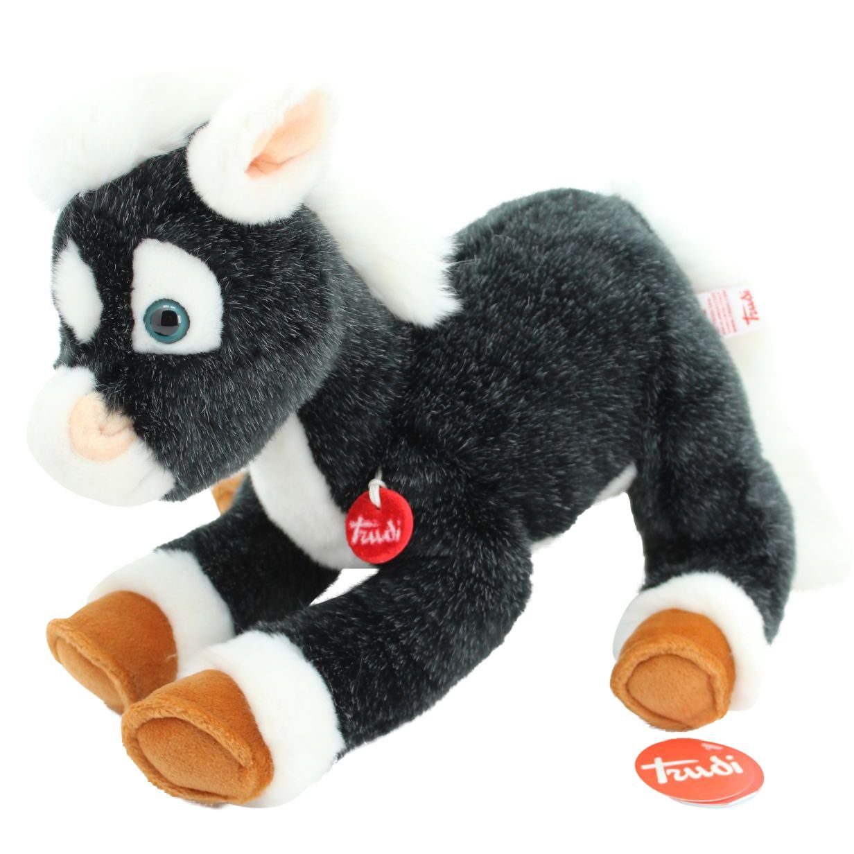 Trudi Kuscheltier 23583 - Plüschpferd liegend Pferd Nelson 45 cm, schwarz/weiß, hochwertiges Kuscheltier, Kuschelpferd, Kinder Spielzeug
