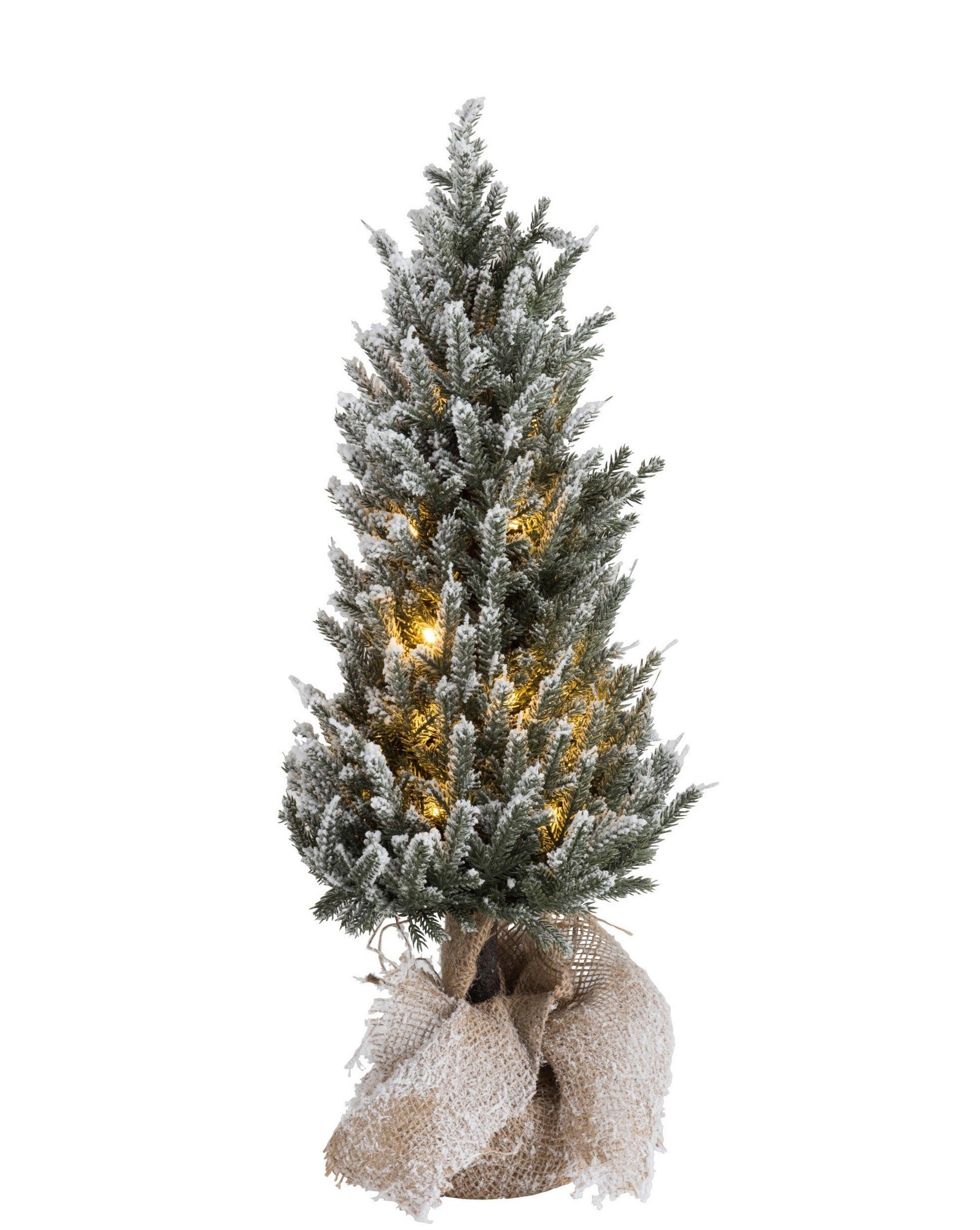 GILDE Dekoobjekt 2er Set LED Weihnachtsbäume im Topf, Kunststoff Grün | Deko-Objekte