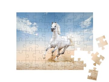 puzzleYOU Puzzle Drei Araber-Pferde laufen durch eine Wüste, 48 Puzzleteile, puzzleYOU-Kollektionen Pferde, Araber Pferde