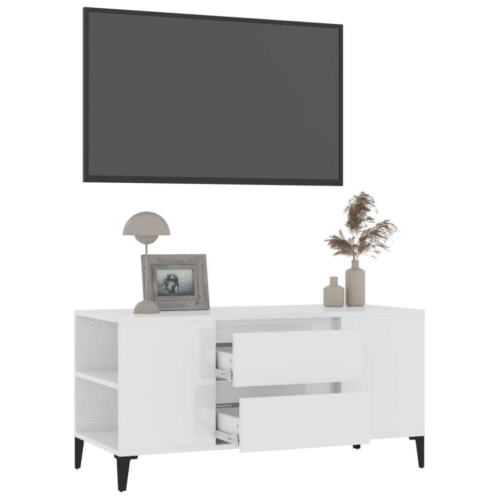 furnicato TV-Schrank Hochglanz-Weiß 102x44,5x50 cm Holzwerkstoff
