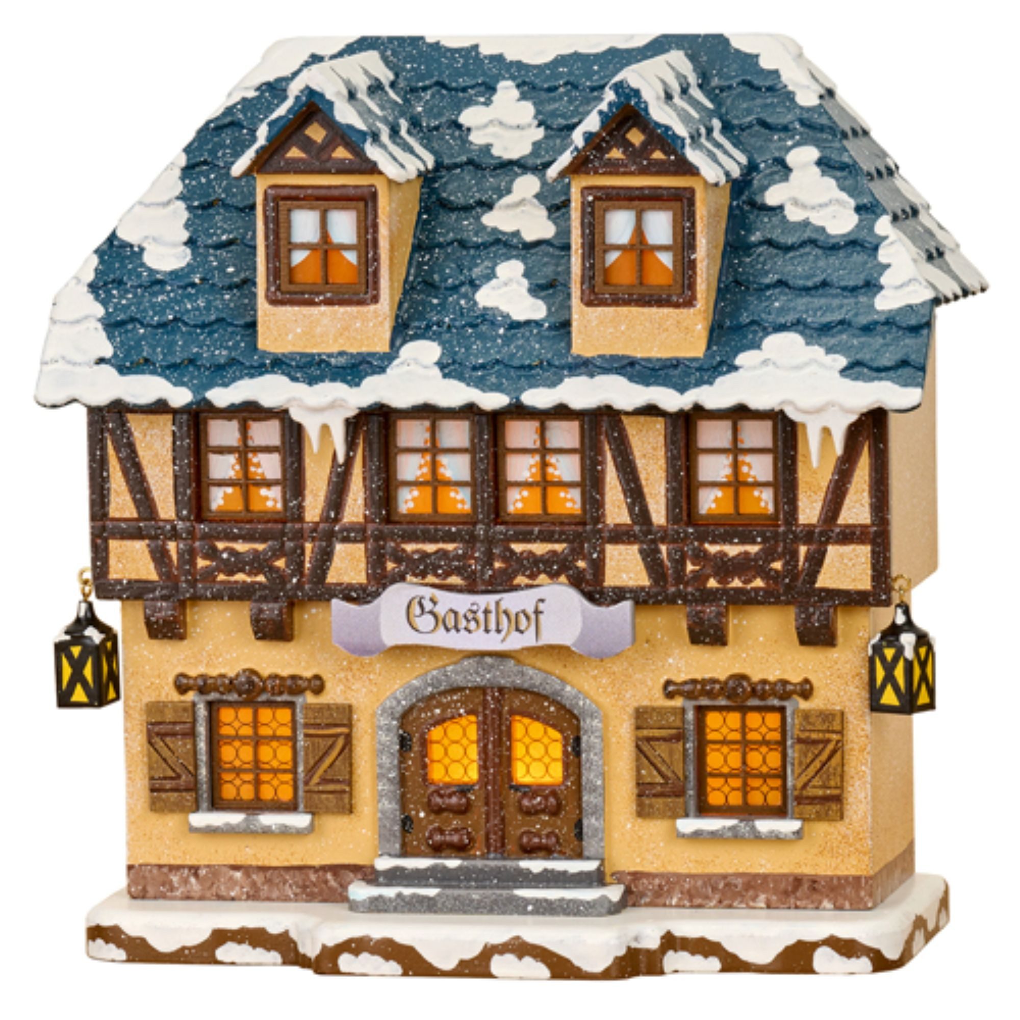 Original Hubrig (Hubrig Volkskunst GmbH) Dekofigur Winterkinder Haus Gasthof, elektrisch beleuchtet, Höhe 15 cm #400h0002, Handwerkskunst original Erzgebirge