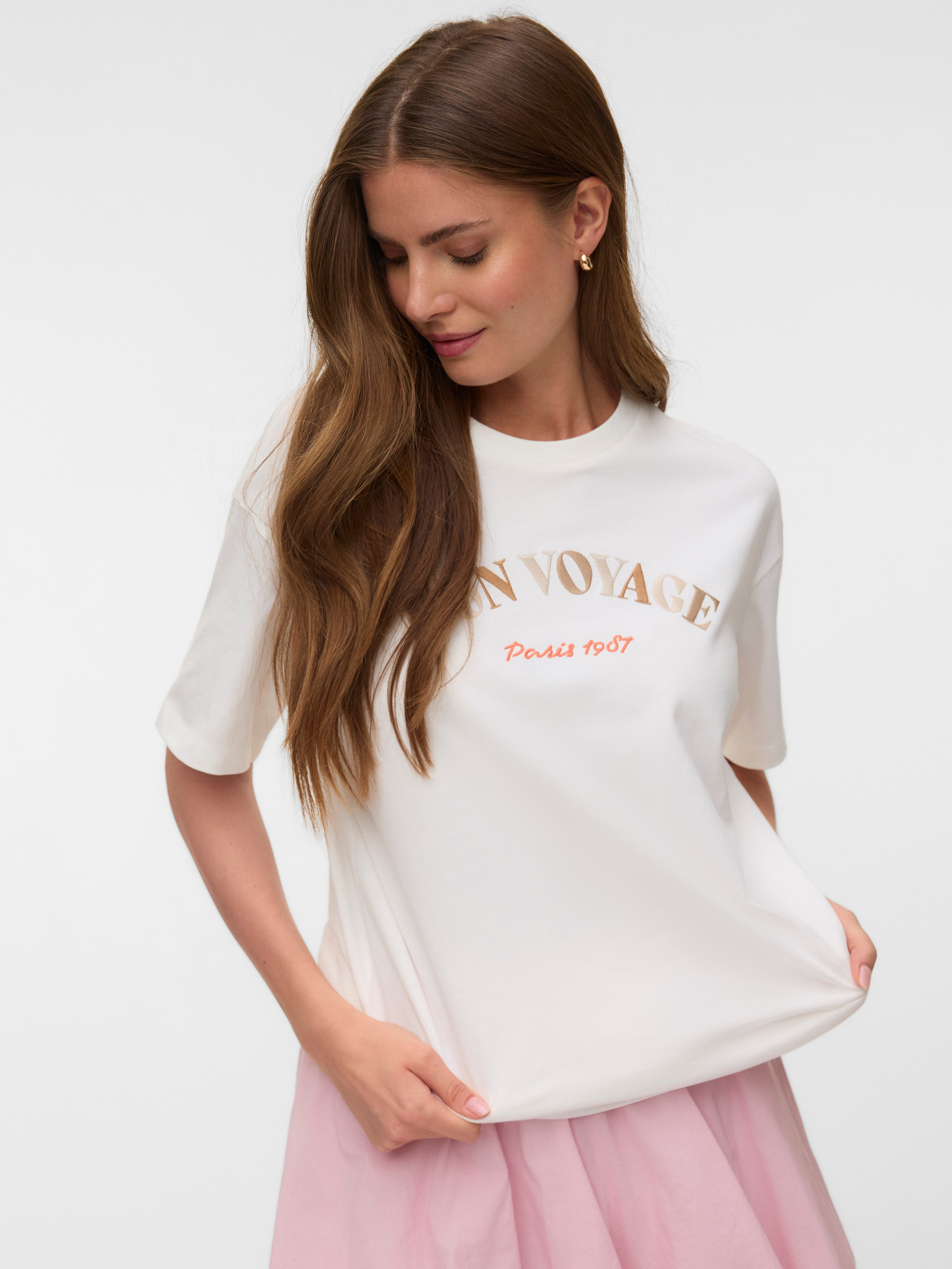 Vero Moda Kurzarmshirt VMSARA MIA SS TOP BOX JRS SPE GA Baumwolle, regular fit