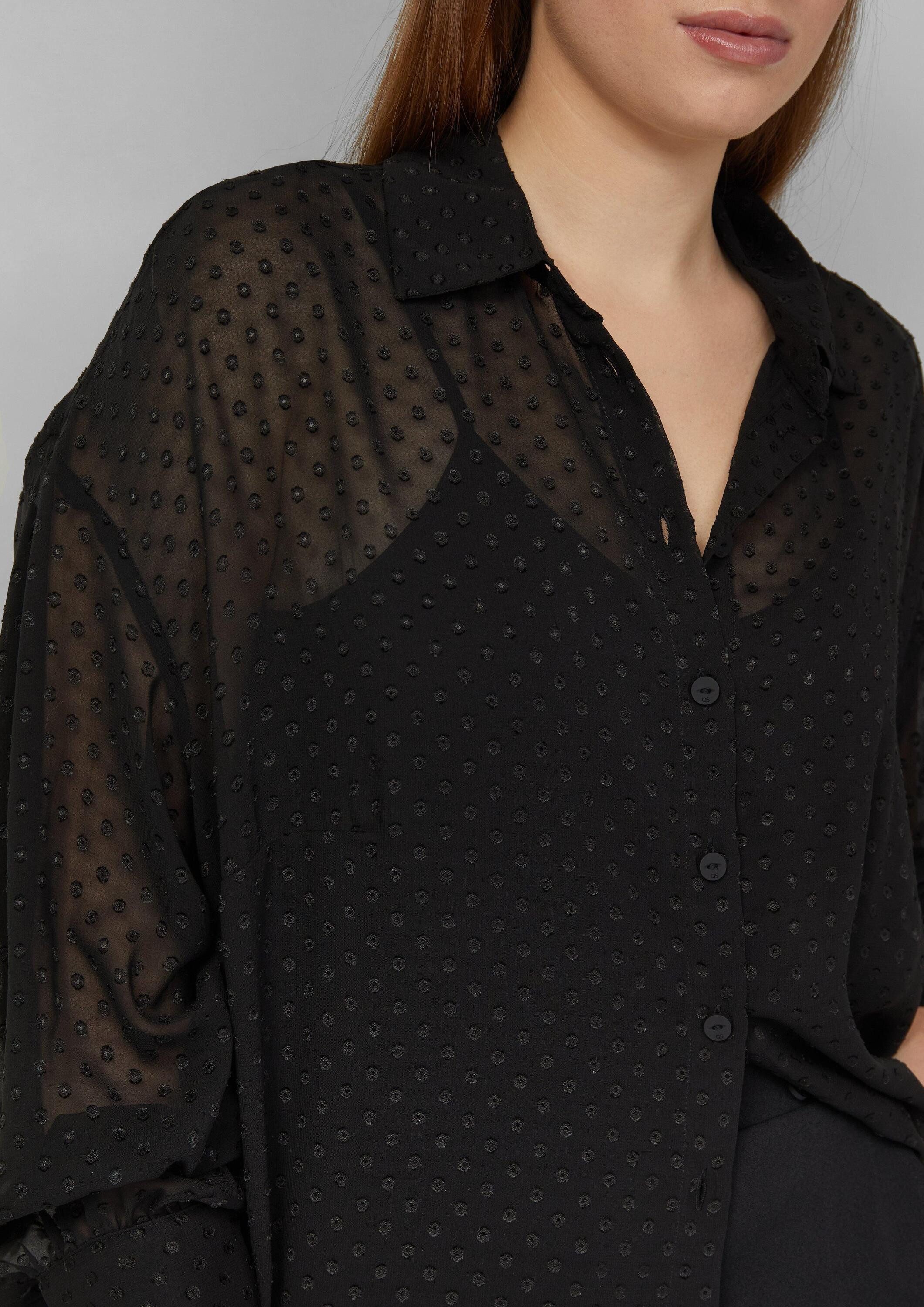 QS Langarmbluse Bluse Transparente Longbluse