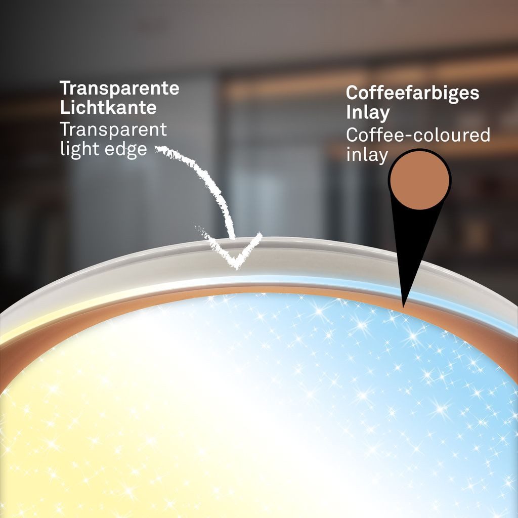 Briloner Leuchten LED Deckenleuchte LED Deckenlampe Fernbedienung Dimmbar CCT Sternenhimmel Dekorblende, LED fest integriert, 6500K - Kaltweiß, 4000K - Neutralweiß, 3000K - Warmweiß, CCT Farbtemperatursteuerung - Warmweiß / Neutralweiß / Kaltweiß, 5500-6500K - Tageslichtweiß, 51x7,5 cm, Wohnzimmer, Schlafzimmer, Flur, Küche