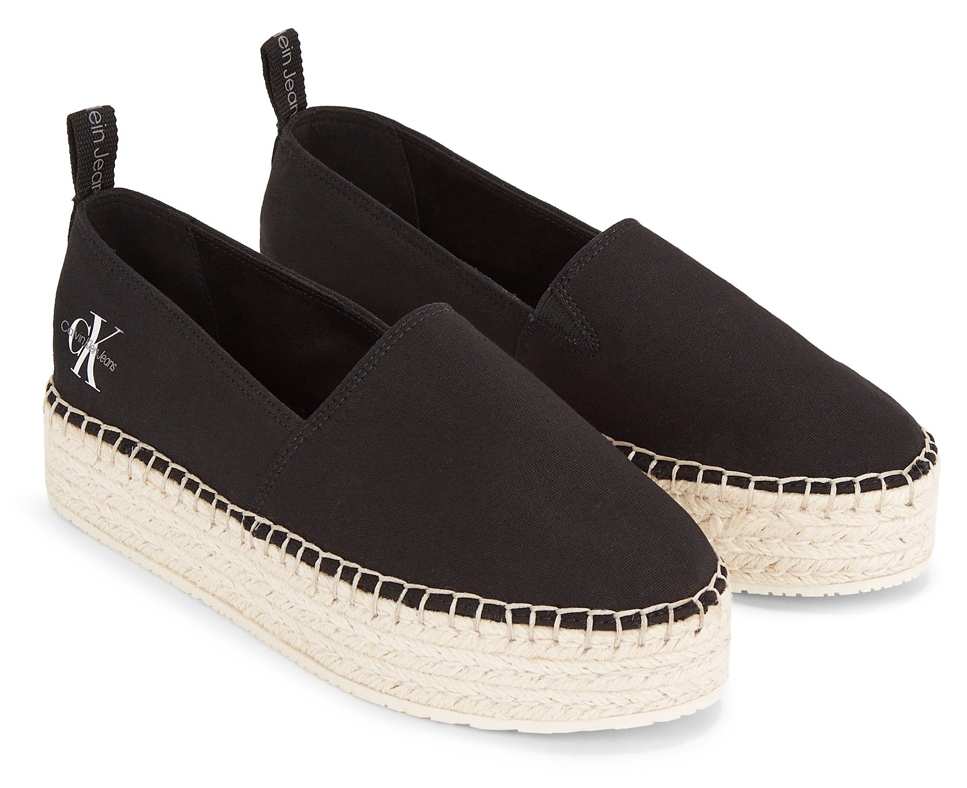 Calvin Klein Jeans PLATFORM ESPADRILLE ML BTW Espadrille Sommerschuh, Сліпери, Strandschuh mit Jute Plateausohle