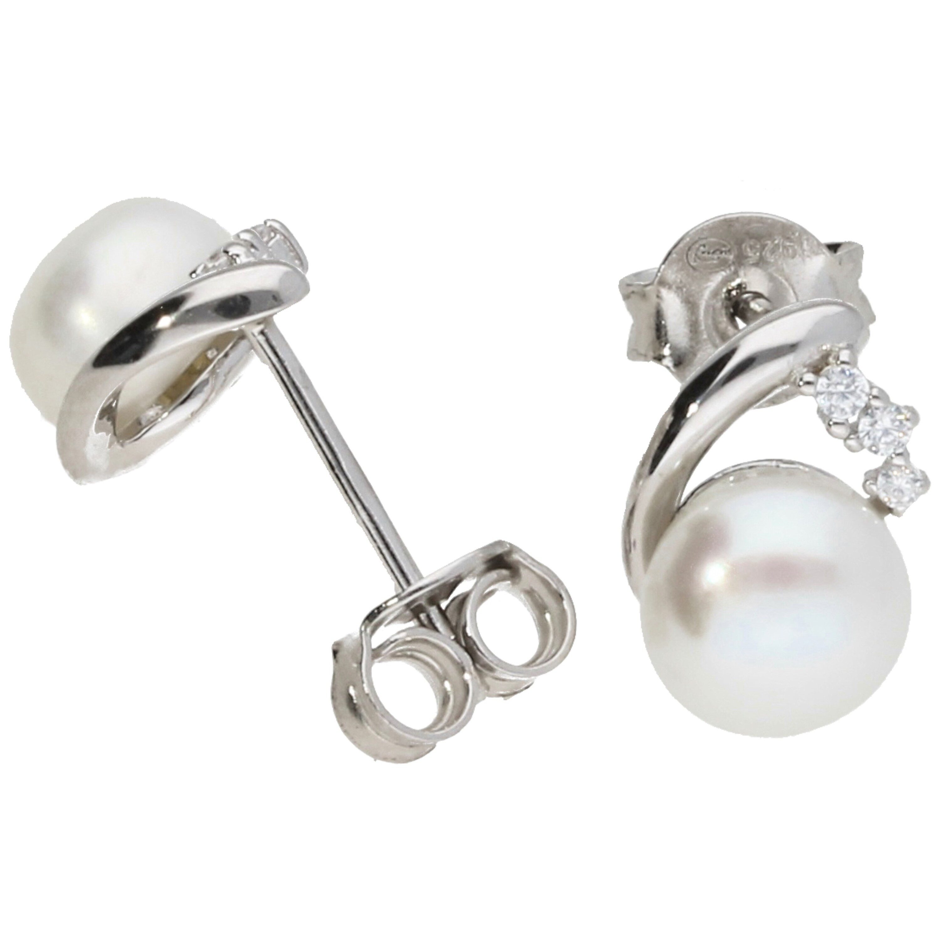 Smart Jewel Paar Ohrstecker mit Zirkonia und Süßwasser-Perle, Silber 925 günstig online kaufen