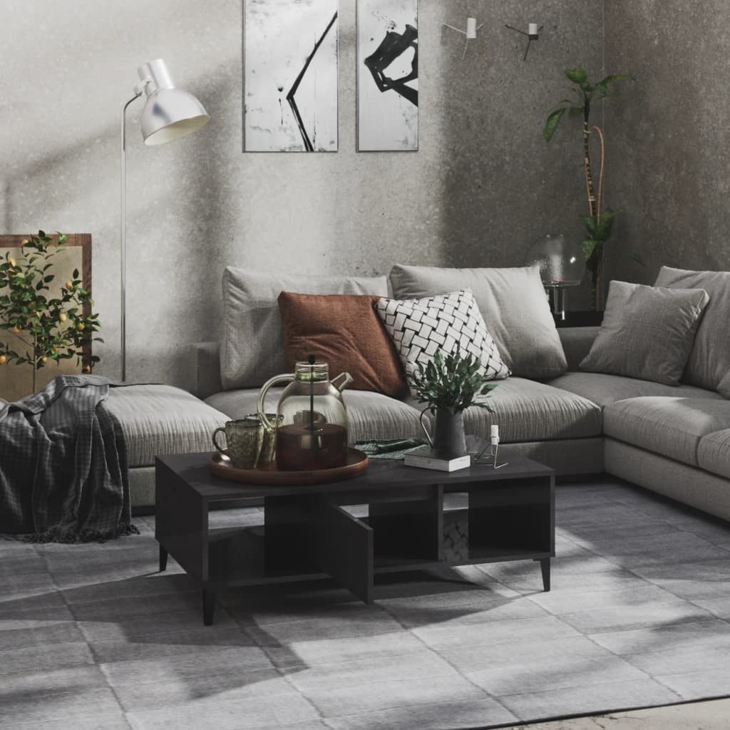 vidaXL Ablagetisch, Couchtisch Hochglanz-Grau 103,5x60x35 cm Holzwerkstoff