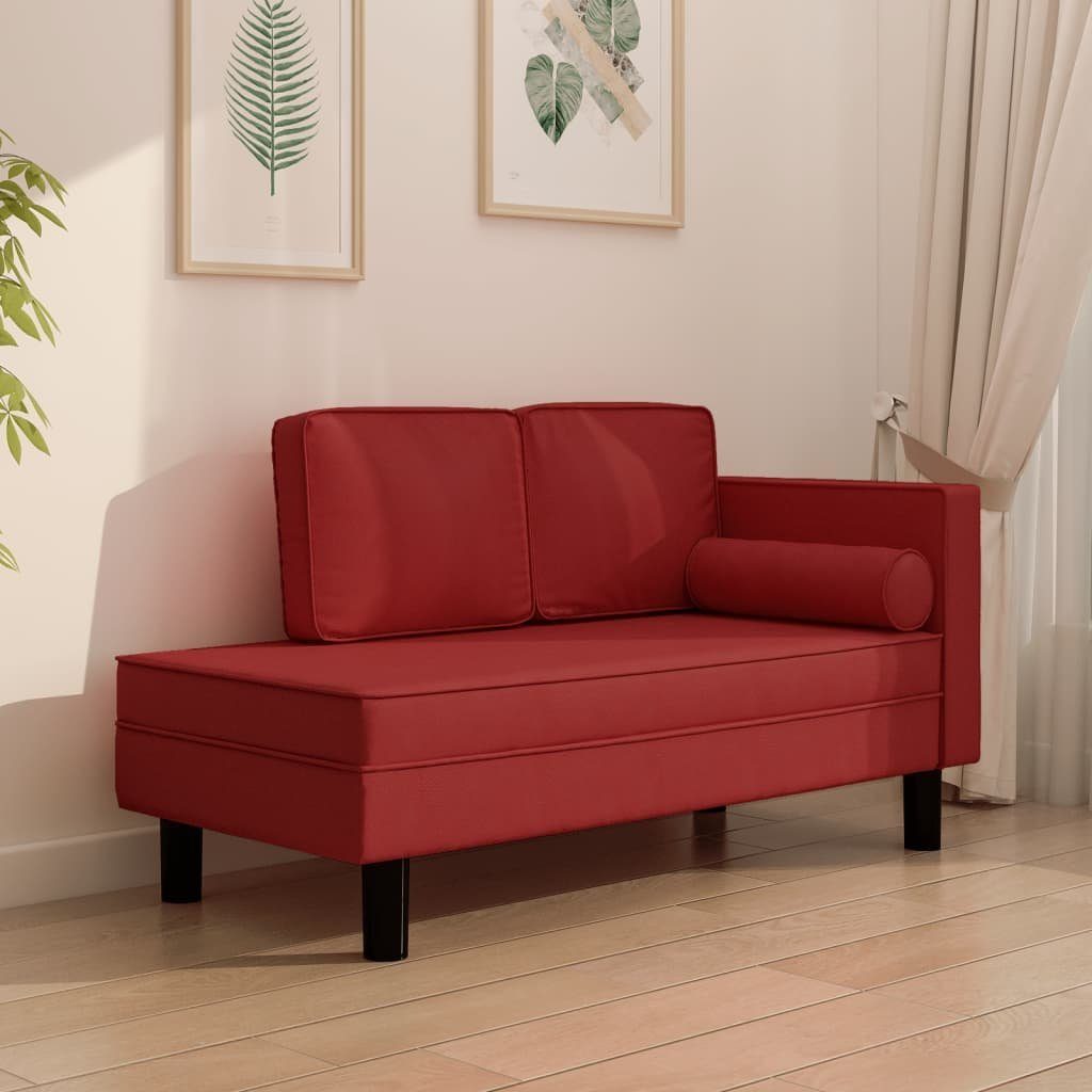 vidaXL Sofa Chaiselongue mit Kissen und Nackenrolle Weinrot Kunstleder