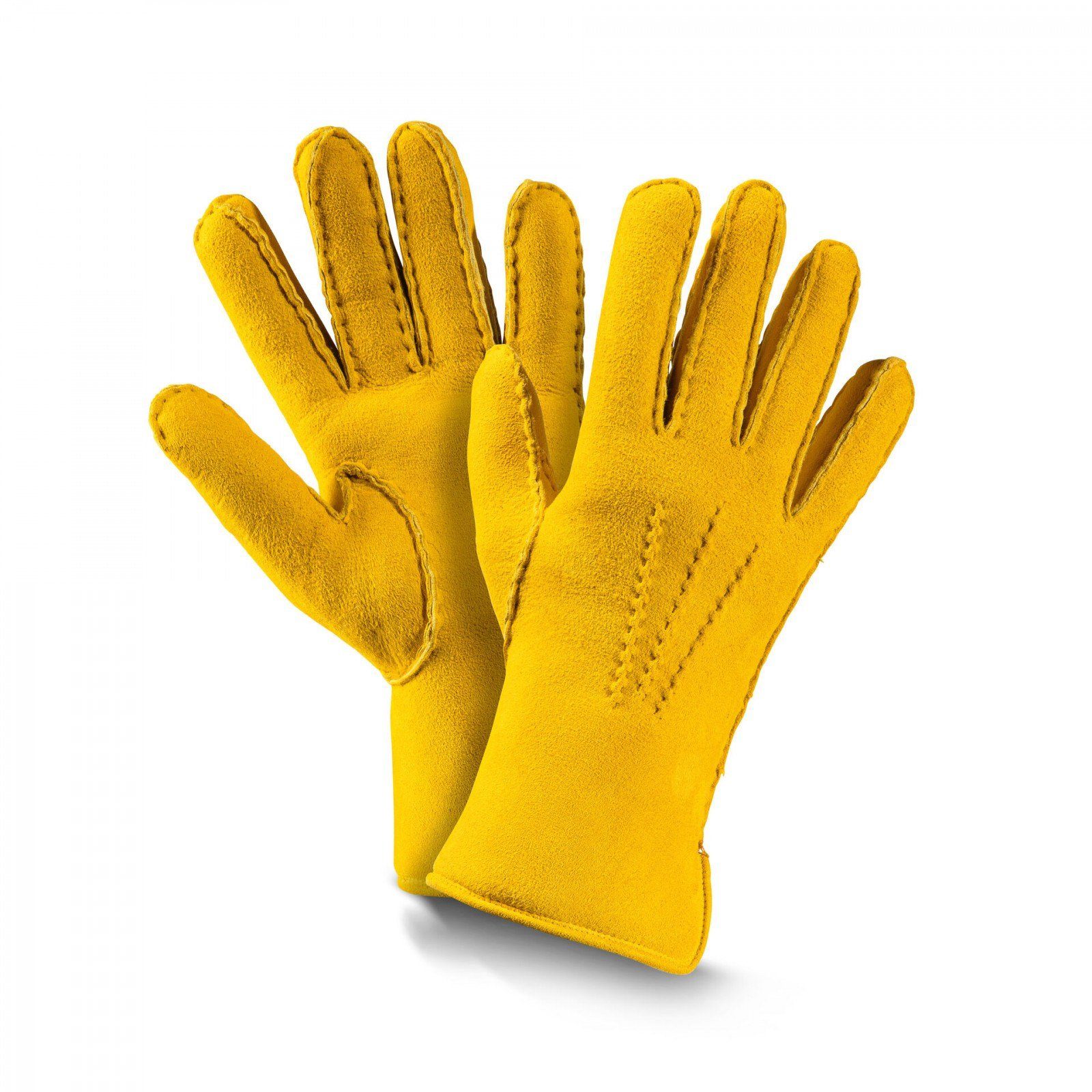 Fellhof Lederhandschuhe Fingerhandschuhe Leder-Handschuh 6,5-8 gelb Premium Damen