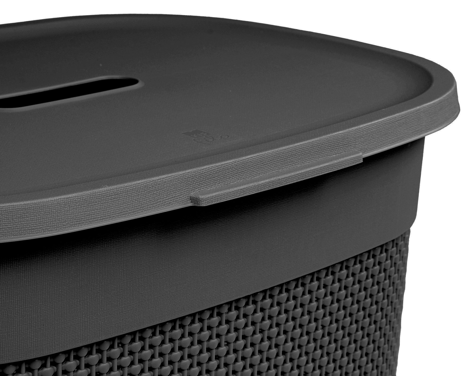 ONDIS24 Wäschebox Wäschekorb Anthrazit neues 55 Liter, Verarbeitung Kunststoff gut Design, Filo aus italienisches edle belüftet