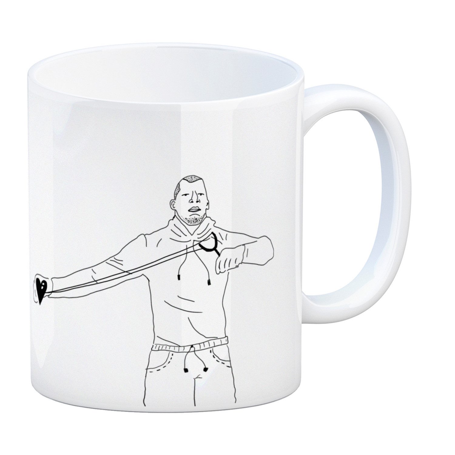 Tasse Kaffeebecher mit ironischem Spruch gezeichnetem Charakter und