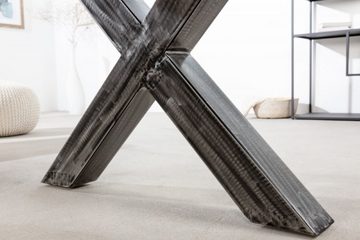LebensWohnArt Esstisch Industrie-Design Esstisch REFLEX 180cm recyceltes Holz X-Gestell
