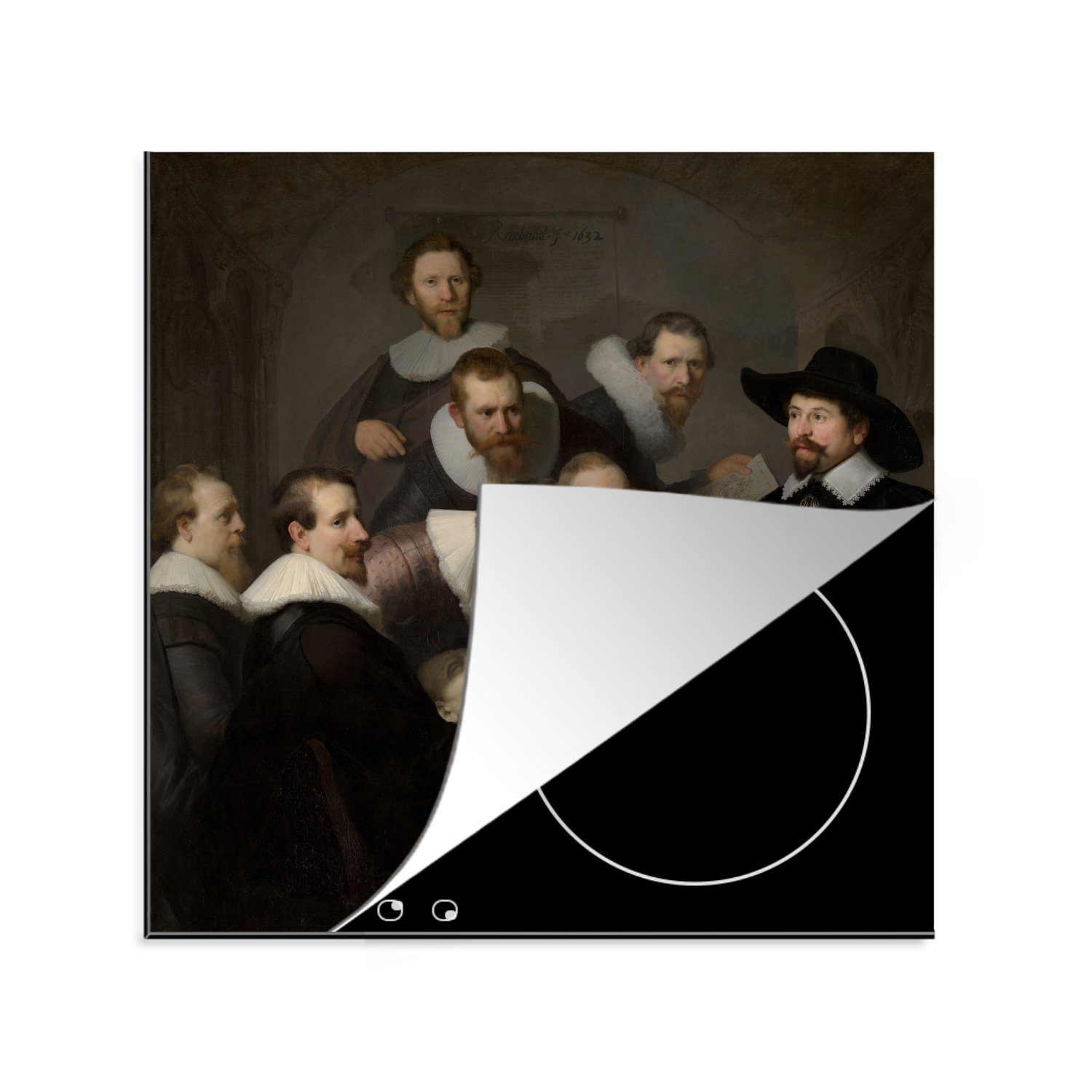MuchoWow Herdblende-/Abdeckplatte Die Anatomiestunde von Dr. Nicolaes Tulp - Gemälde von Rembrandt van, Vinyl, (1 tlg), 78x78 cm, Ceranfeldabdeckung, Arbeitsplatte für küche