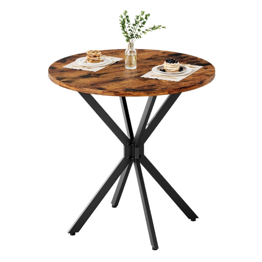 BBWL Esstisch Ø80 cm im Industrialstil mit X-Füßen, Küchentisch, Runder Esstisch für Homeoffice