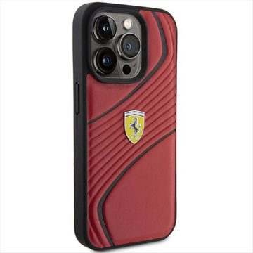 Ferrari Smartphone-Hülle Ferrari Apple iPhone 15 Pro Schutzhülle Case Twist Metal Logo Rot