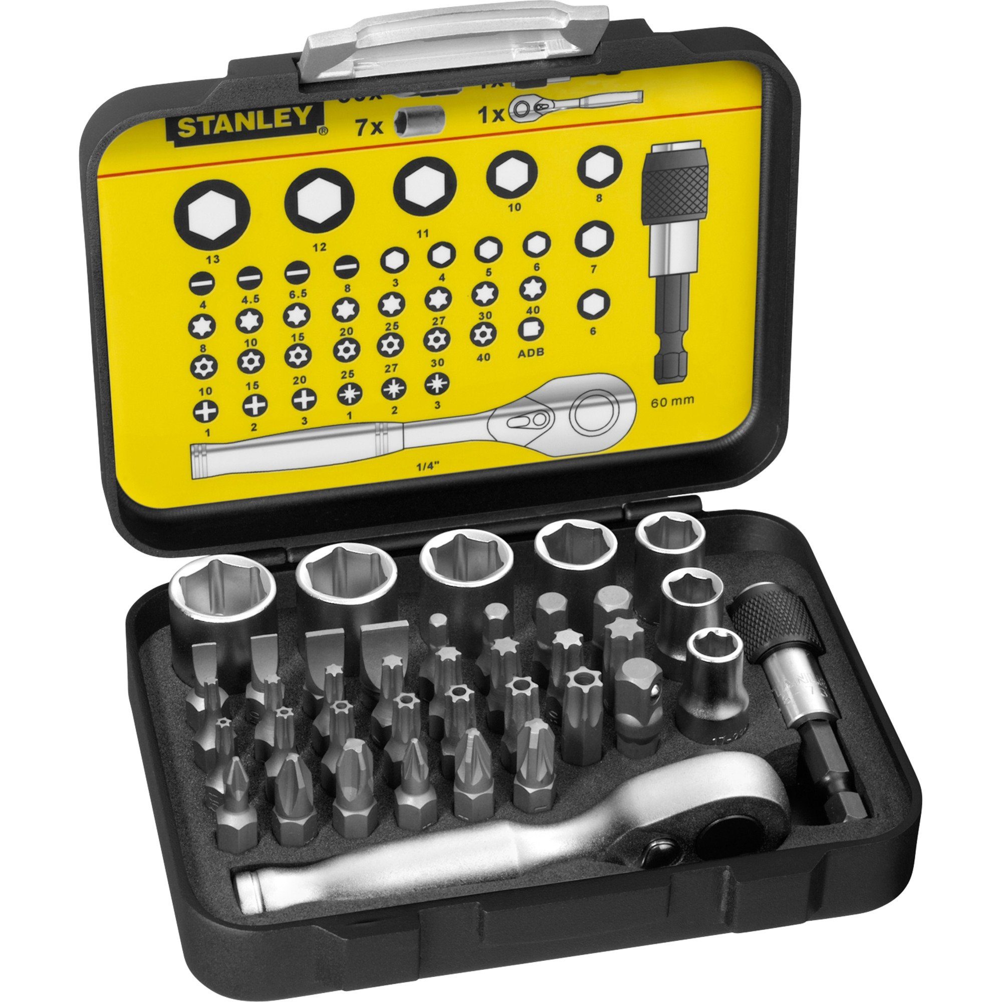 STANLEY Bohrer- und Битыet Stanley Bit-Satz 1/4", 39-teilig, (mit