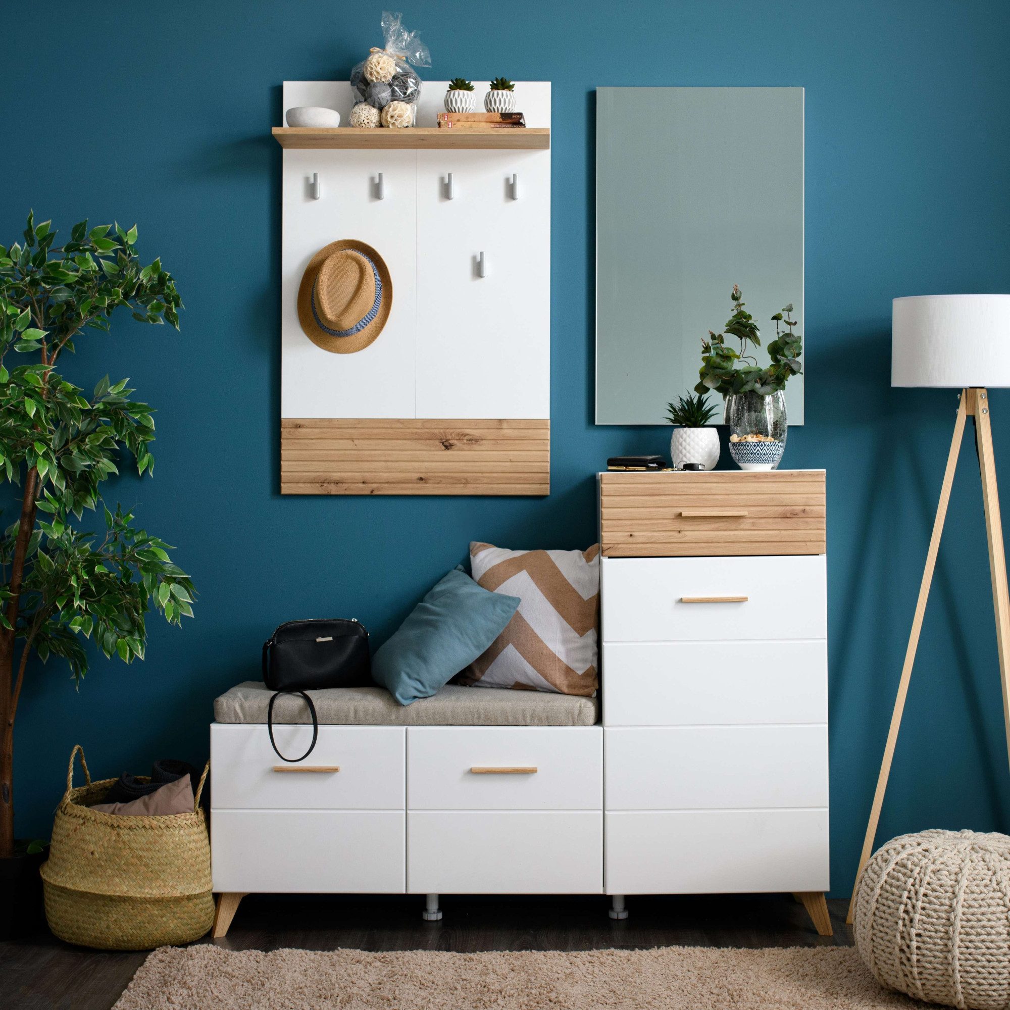 Garderoben-Set Sein Kompaktgarderobe, Flurgarderobe, Dielenschrank, Hochglanzfronten