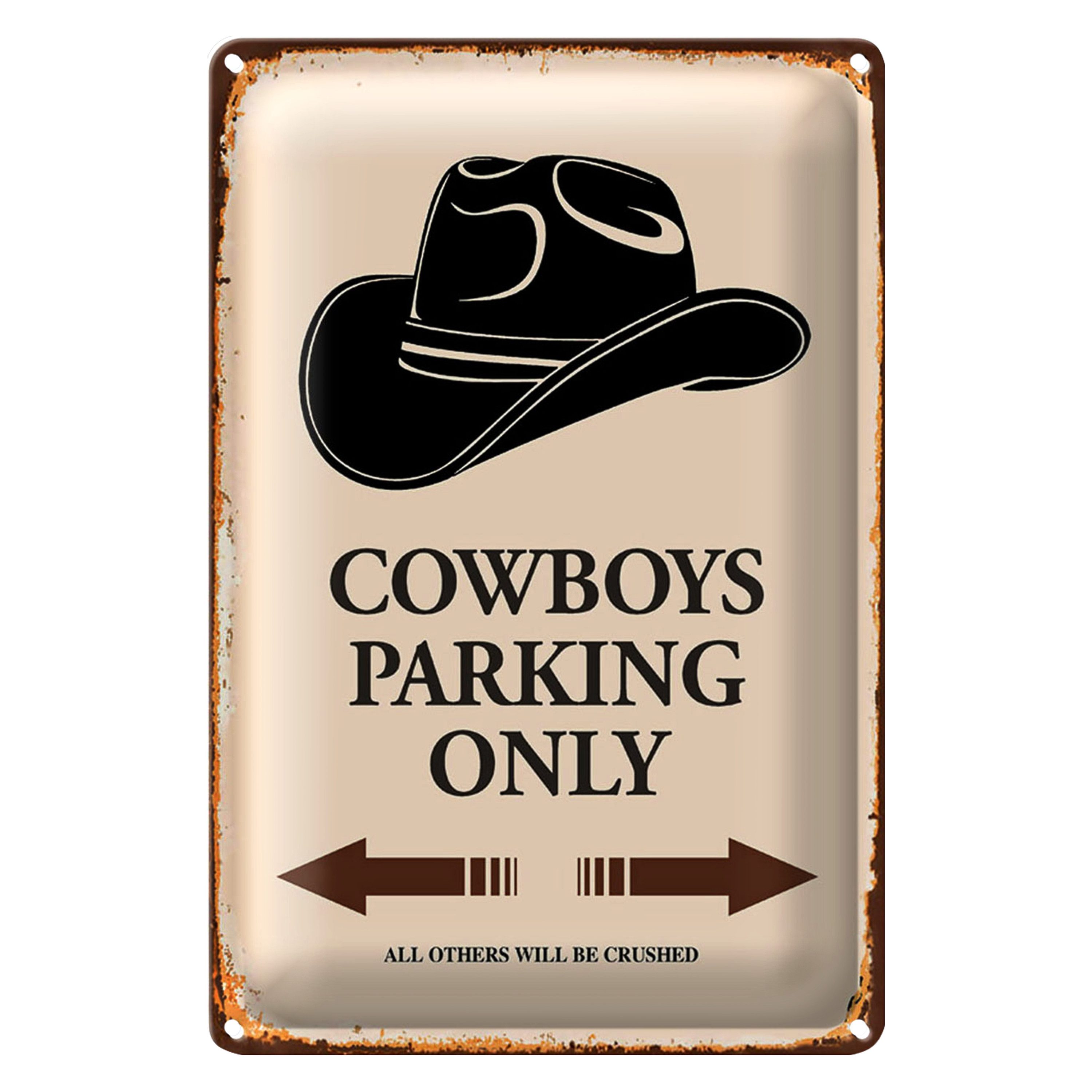 Roomando Metallschild Spruch 30x40cm Cowboys parking only