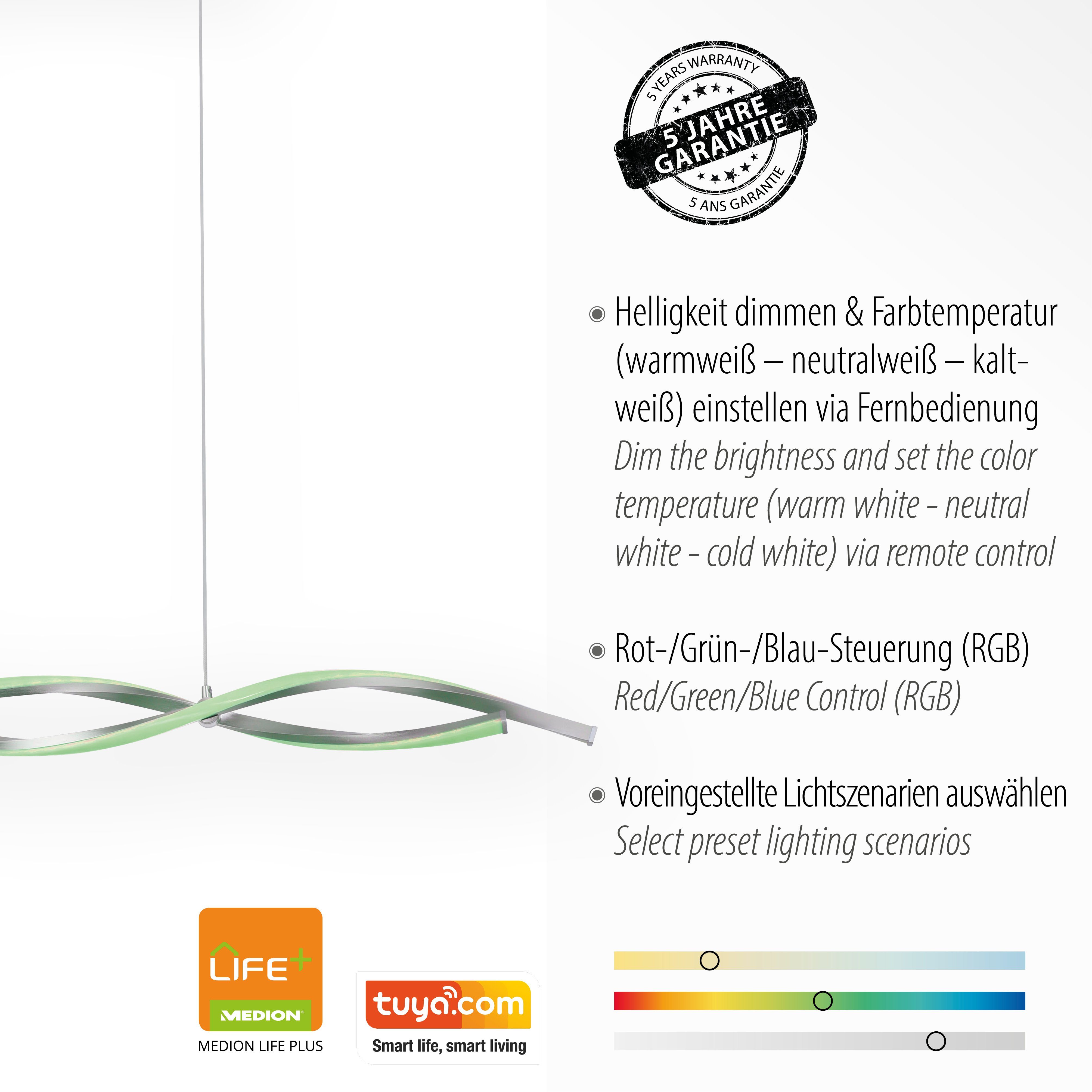 Smarthome Ls-SWING, Pendelleuchte white, kaltweiß, integriert, Fernbedienung, fähig inkl., Leuchten warmweiß RGB+tunable - fest LED Direkt Infrarot