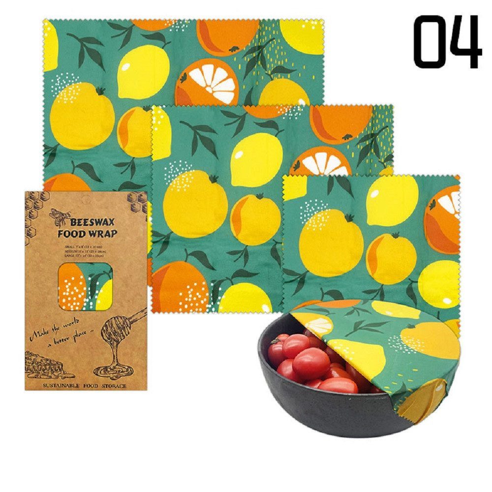 feinlux Bienenwachstücher Bienenwachs-Wraps, set, Verpackung von Käse, Früchten, Gemüse und Brot, Langlebig, nachhaltig, wiederverwendbar