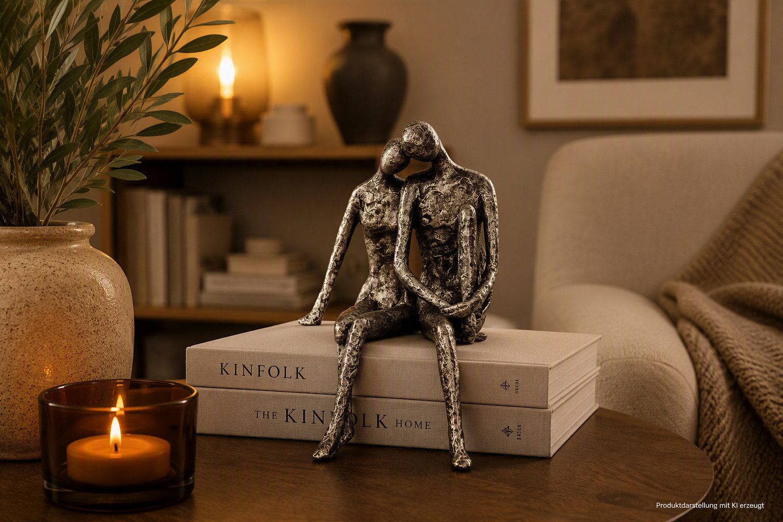 Casablanca by Gilde Dekofigur Skulptur Couple (1 St), Silberfarbenes Paar mit Antikfinish, Wohnzimmer