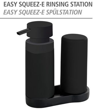 WENKO Zubehöraufbewahrungsständer Easy Squeez-e, (Spülstation) Schwarz, Spülbecken-Organizer, Silikon, 250 ml