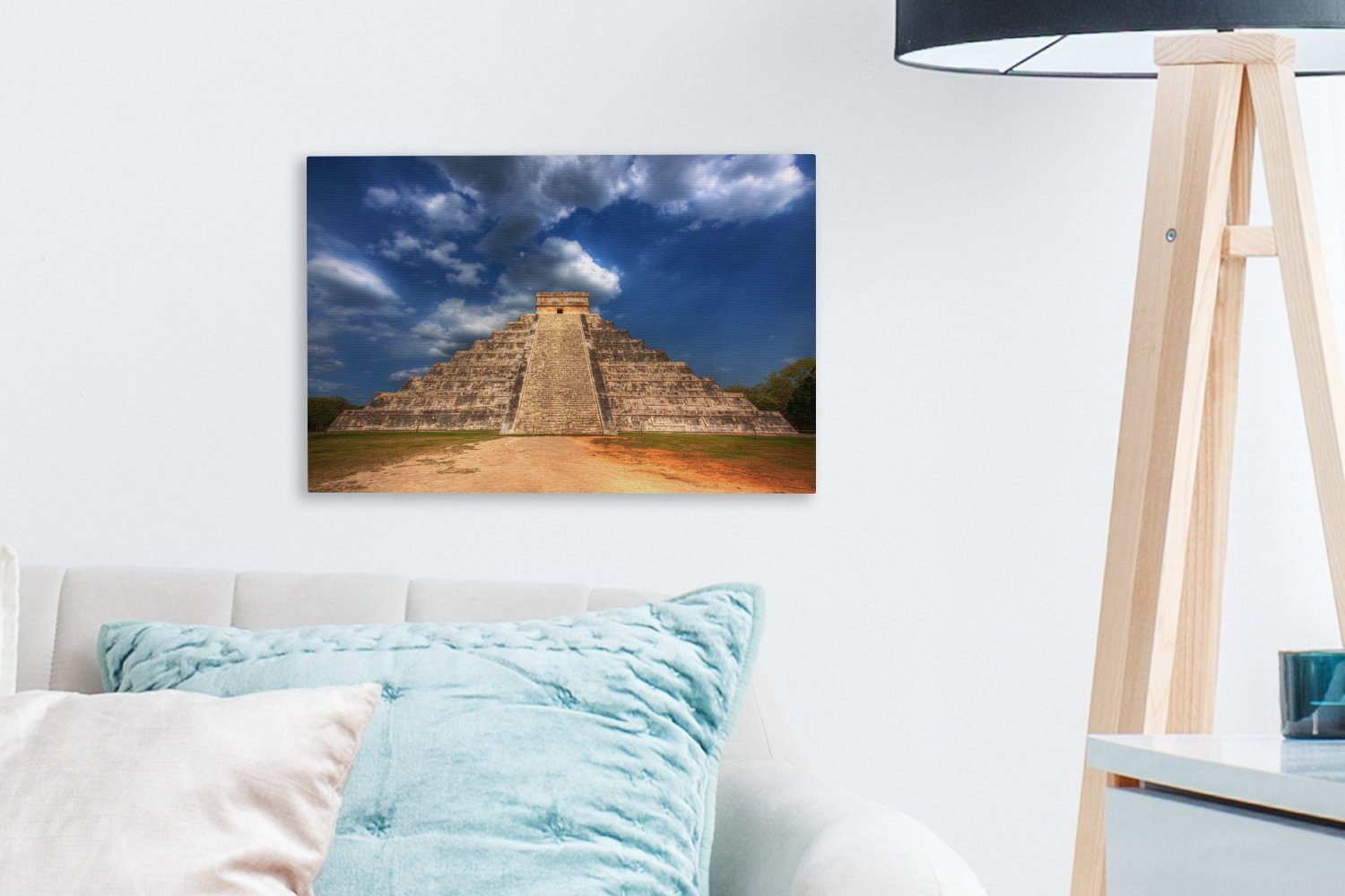in Mexiko, Wandbild von Kukulkan Aufhängefertig, Leinwandbilder, OneMillionCanvasses® Wanddeko, St), Chichén Maya-Pyramide cm Leinwandbild Itzá 30x20 (1 in